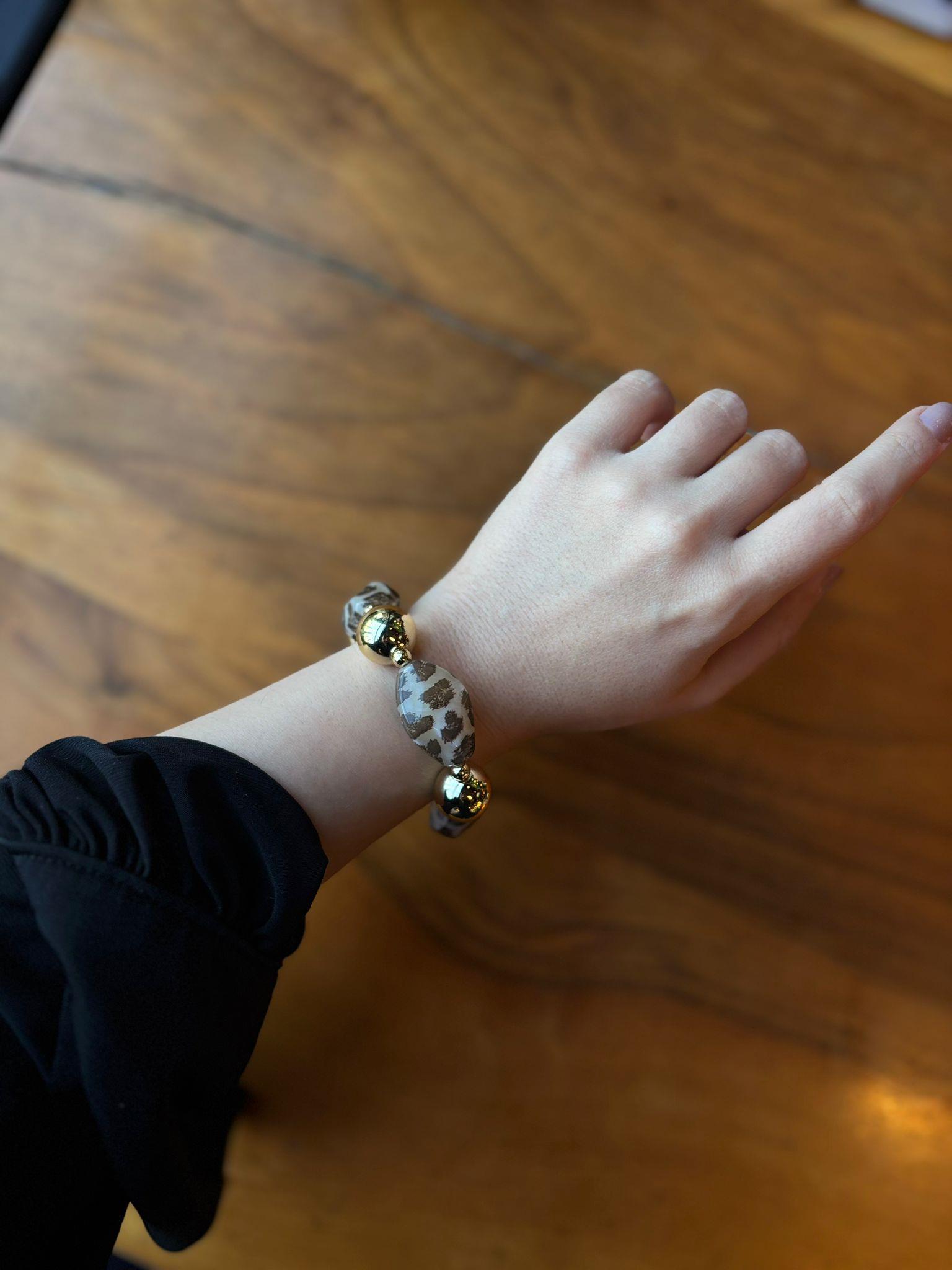 Leopar Arpa Gold Detay Bileklik