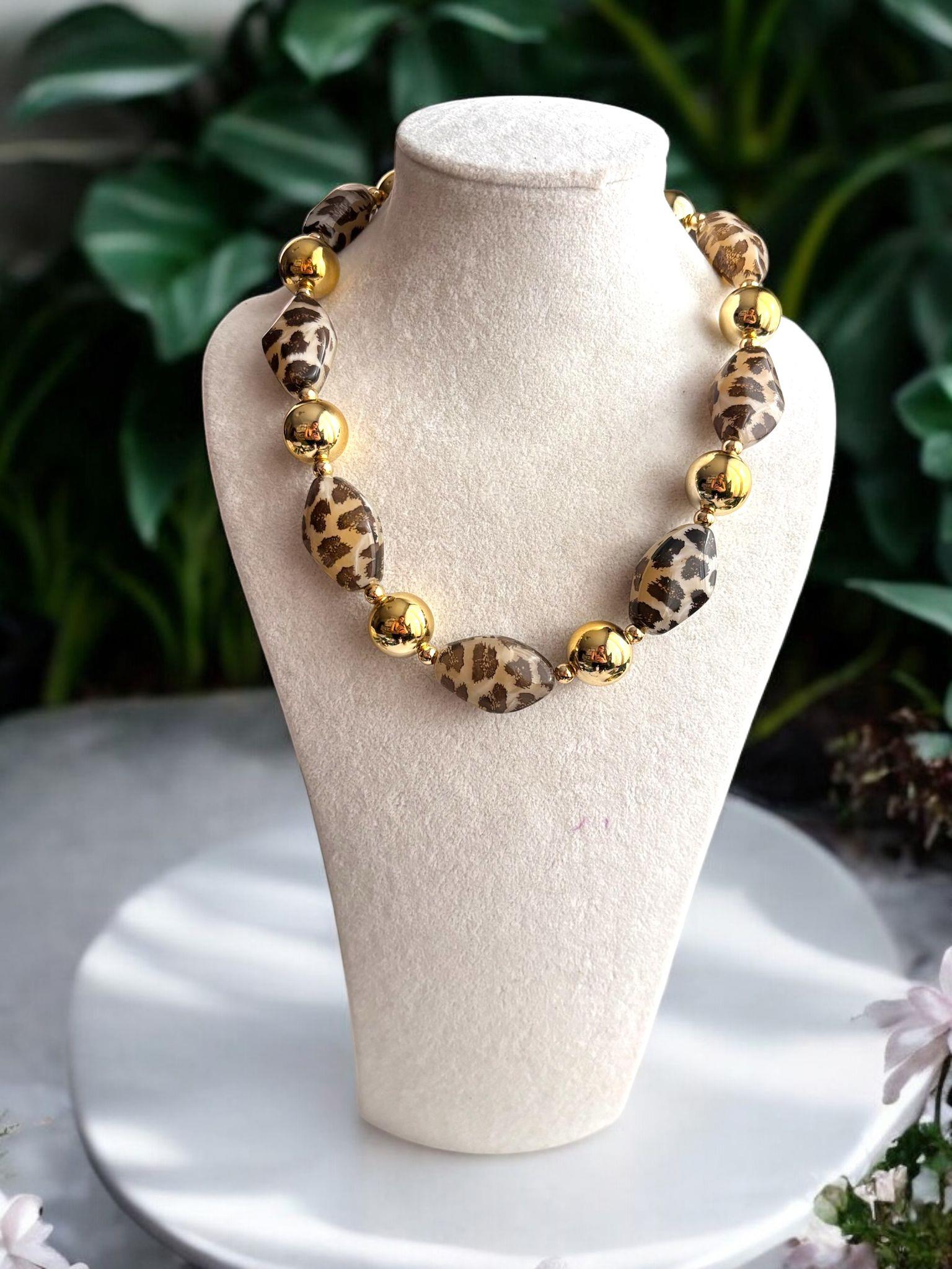 Leopar Gold Detay Tasarım Kolye