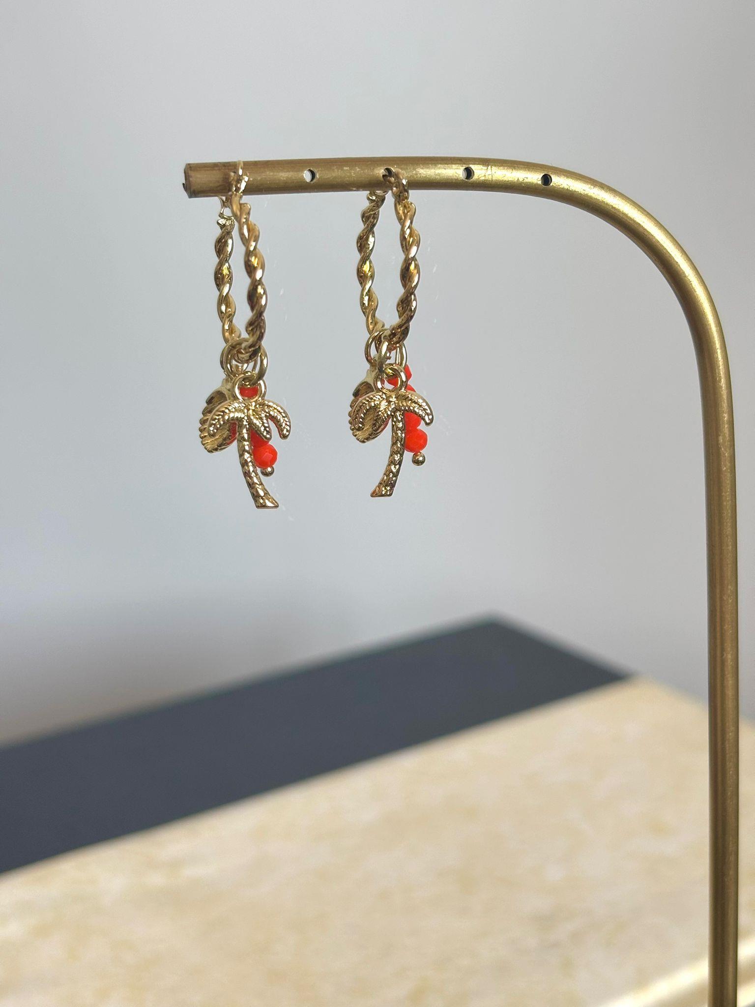 Palmiye Şans Charm Küpe