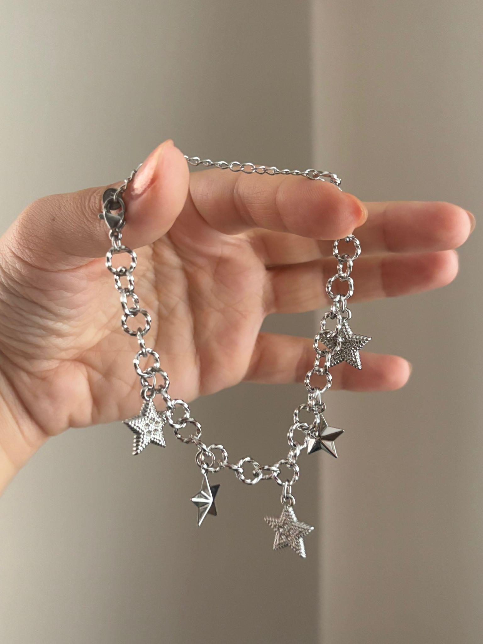 Parıltılı Yıldız Charm Bileklik Silver