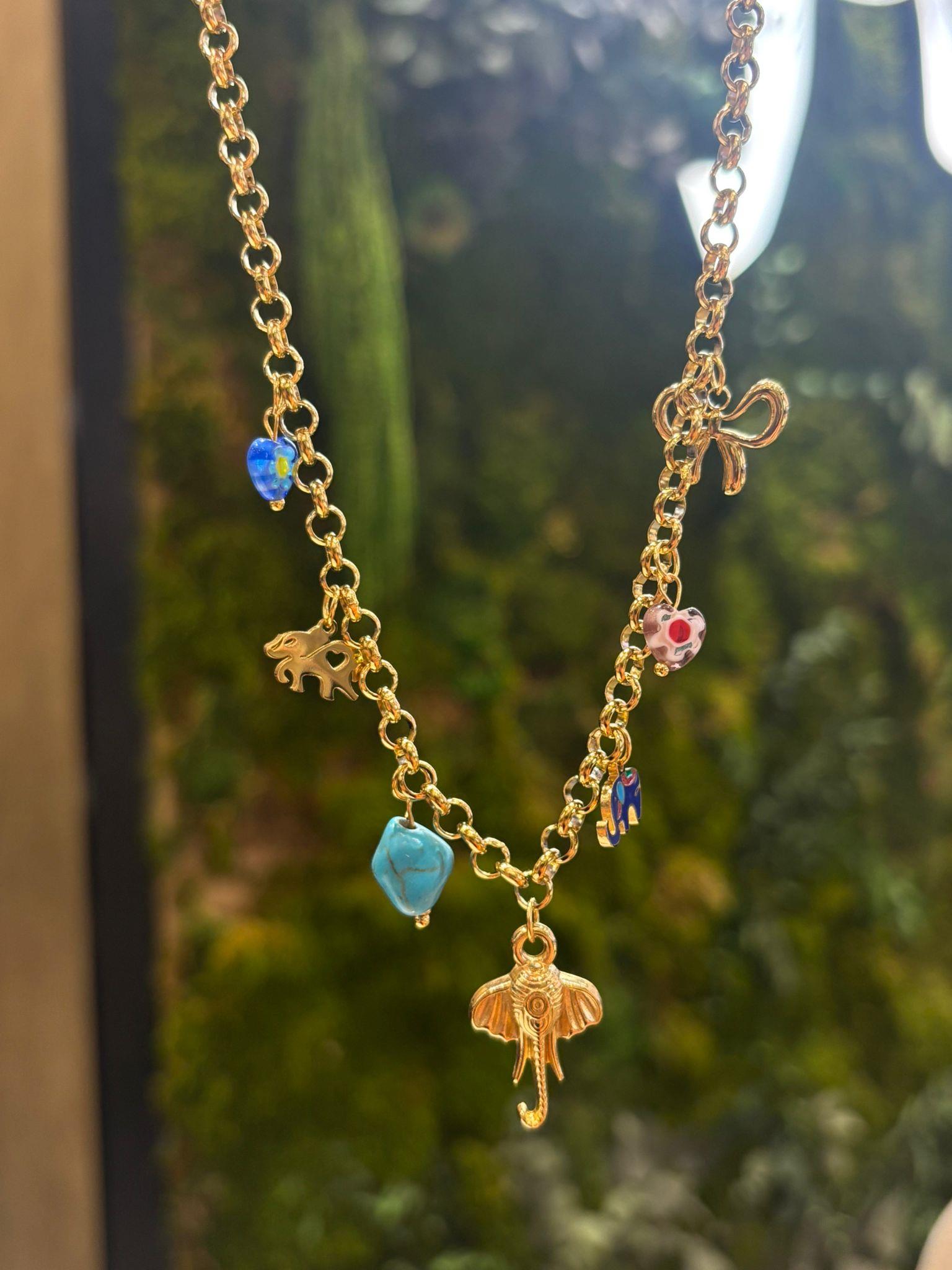 Şans Fili Charm Çelik Kolye(45+5cm)
