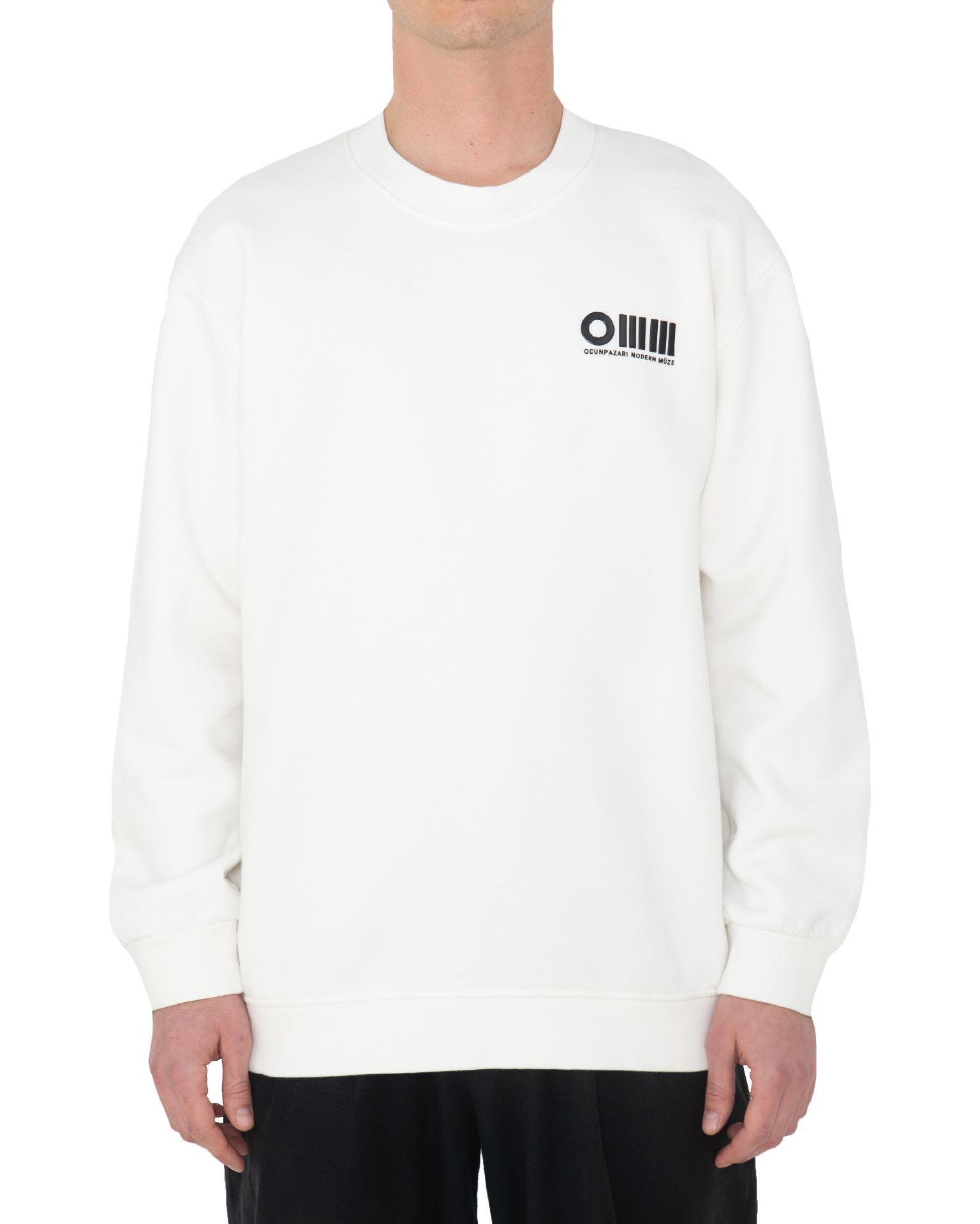 OMM Baskılı Unisex Beyaz Sweatshirt