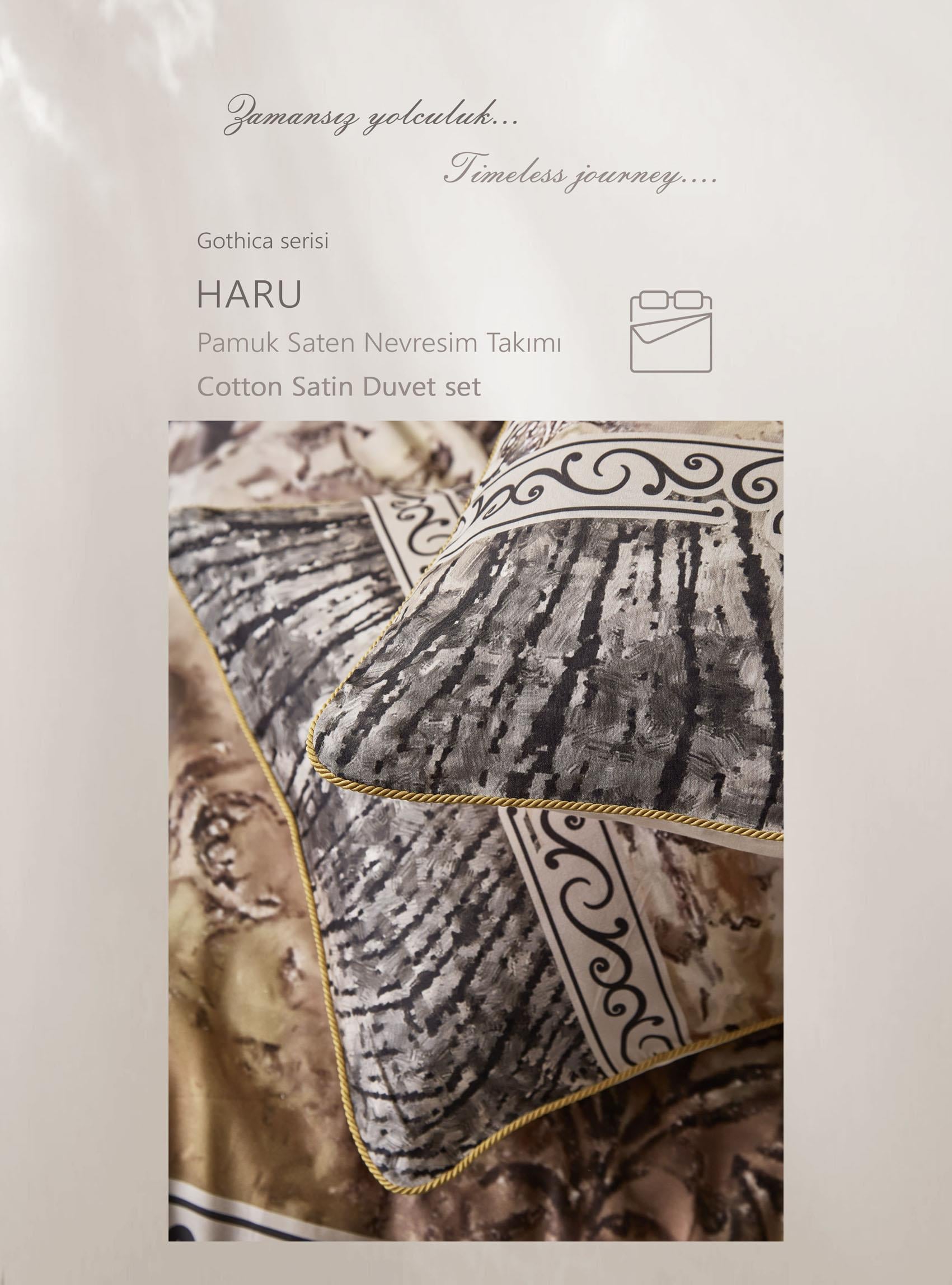 Haru Pamuk Saten Nevresim Takımı Çift Kişilik