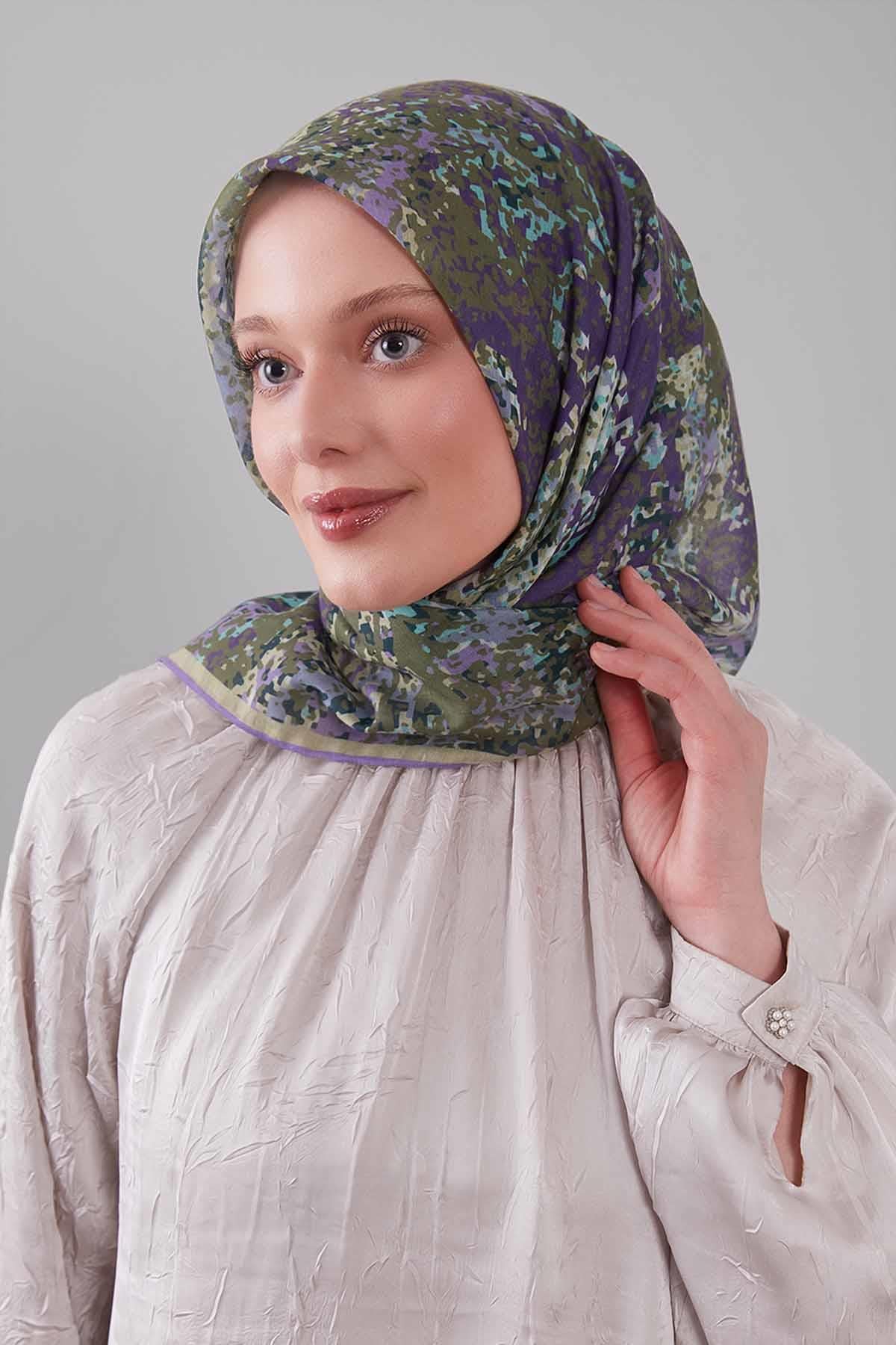Fivescarf A.Mor Mozaik Desen Silk Coton Eşarp
