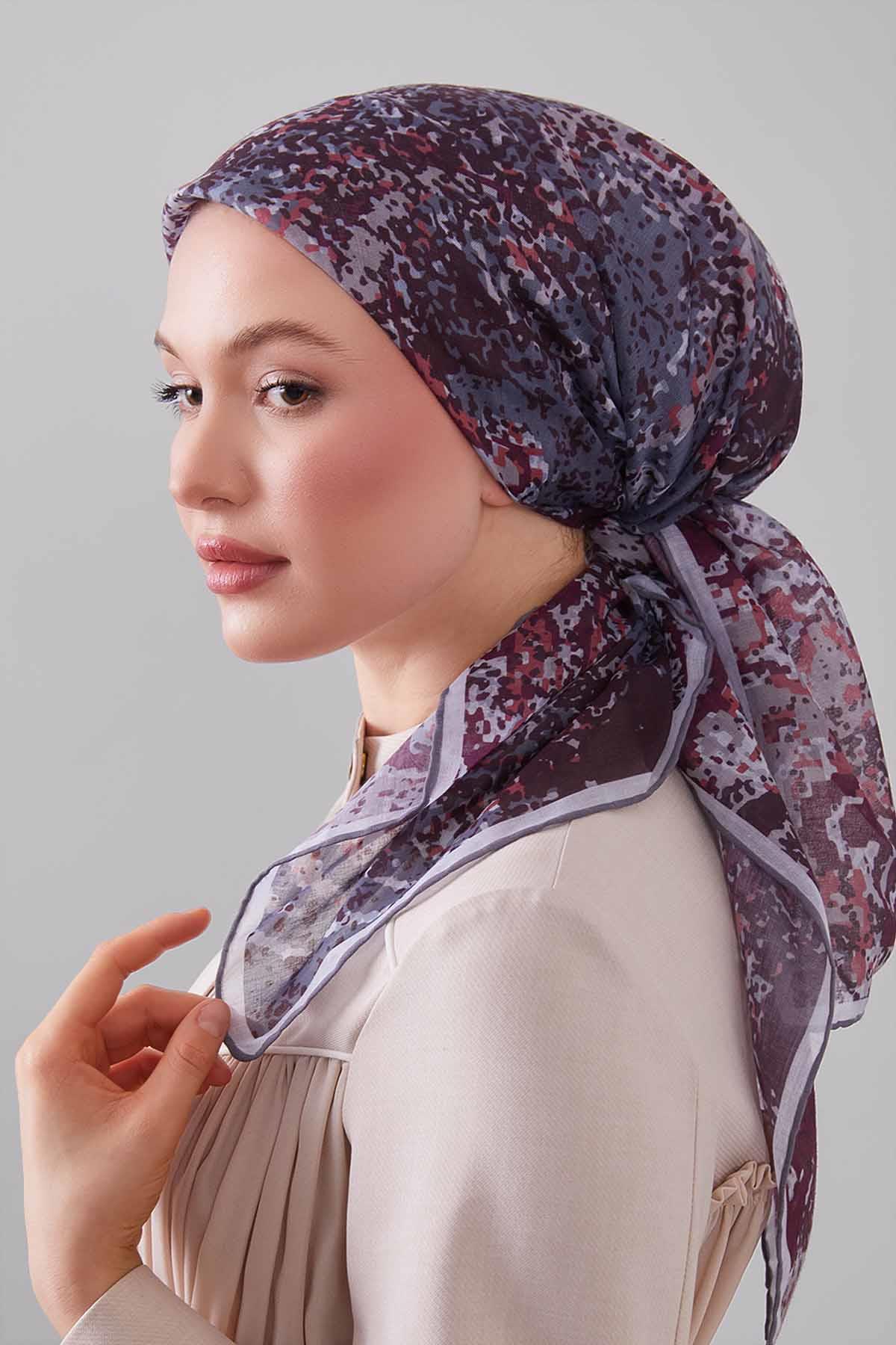 Fivescarf A.Vizon Mozaik Desen Silk Coton Eşarp