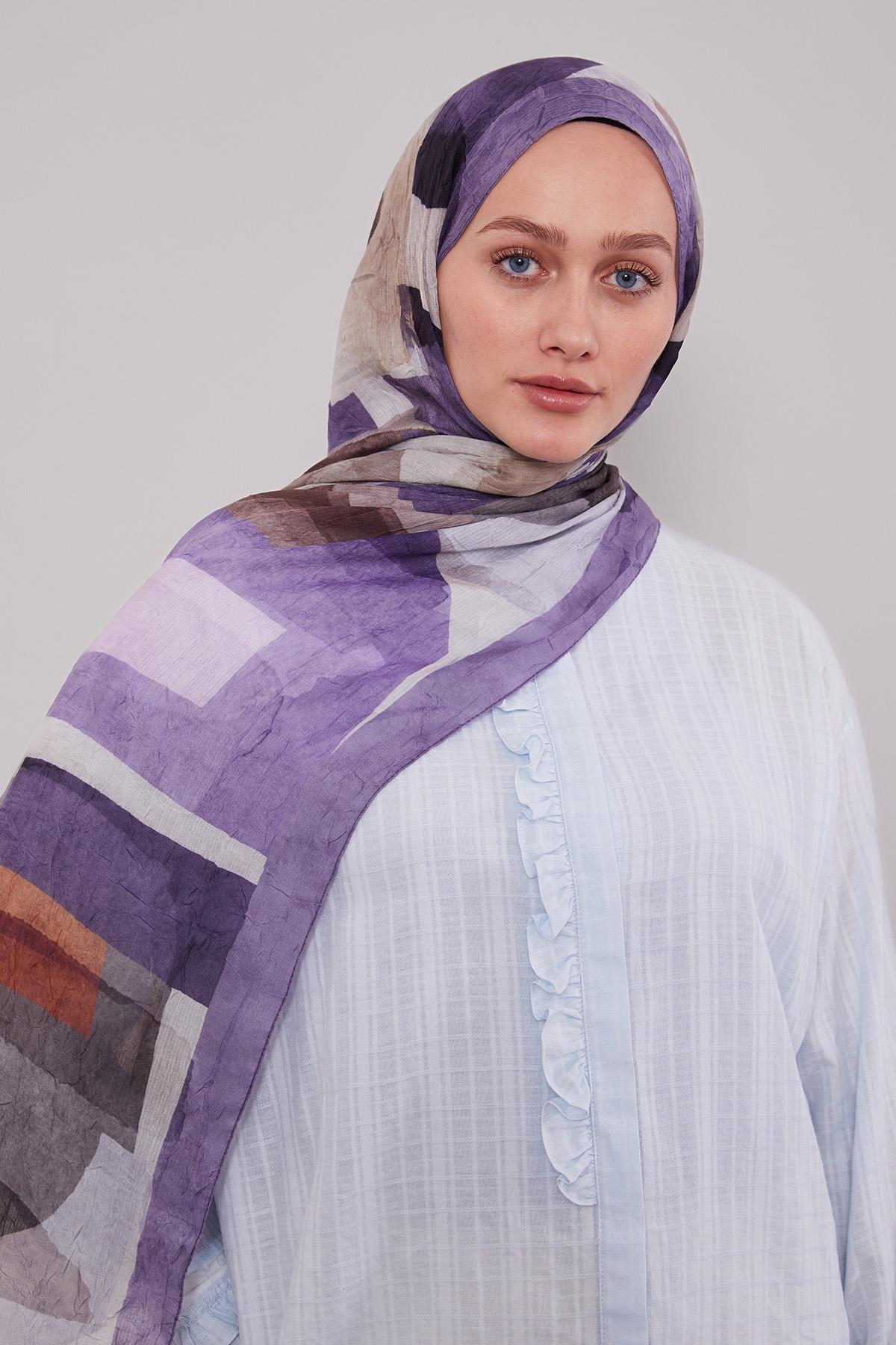 Fivescarf A.Mor Geometrik Desen Craze Comfort Şal