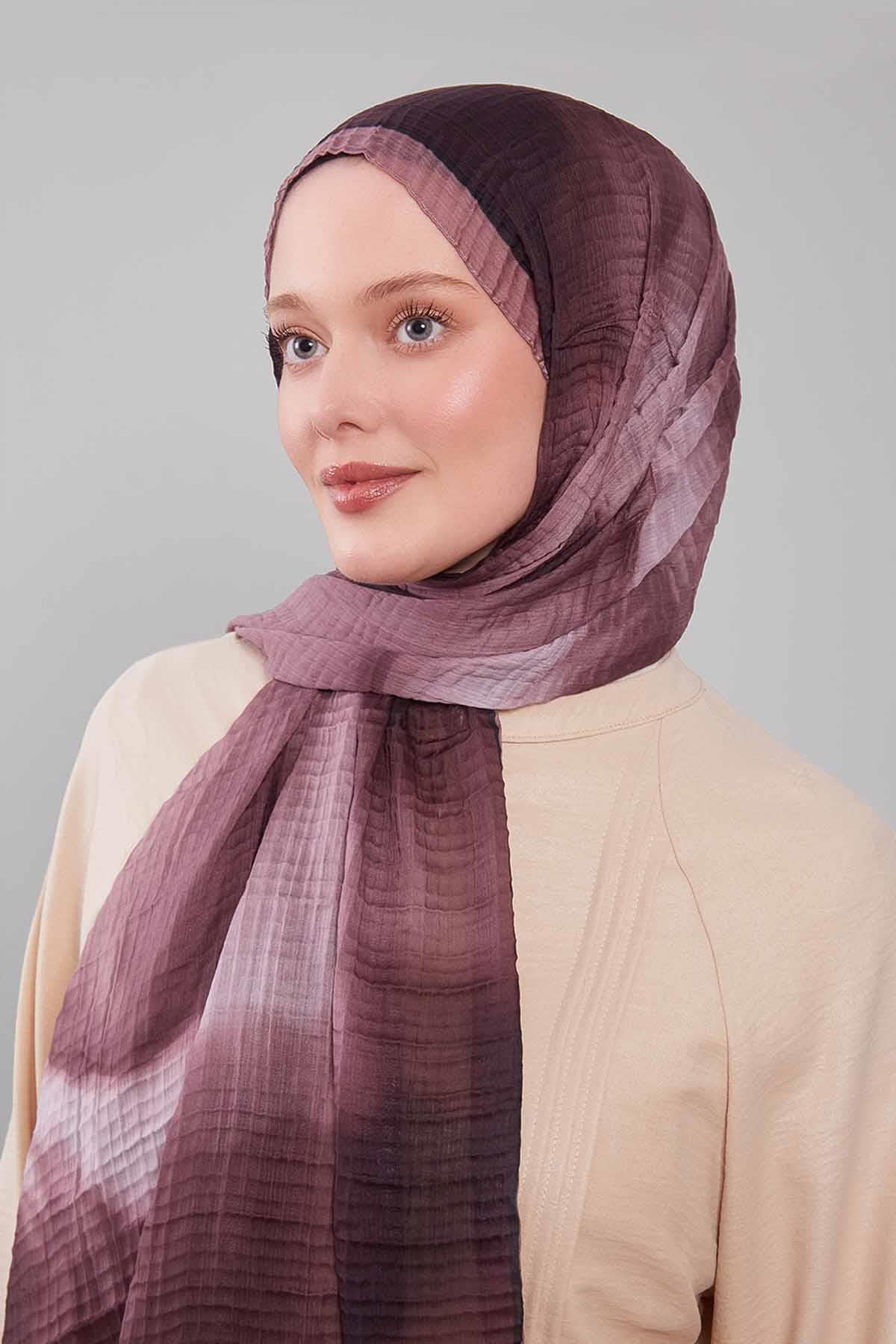 Fivescarf A.Kahve Soyut Cotton Müslin Şal