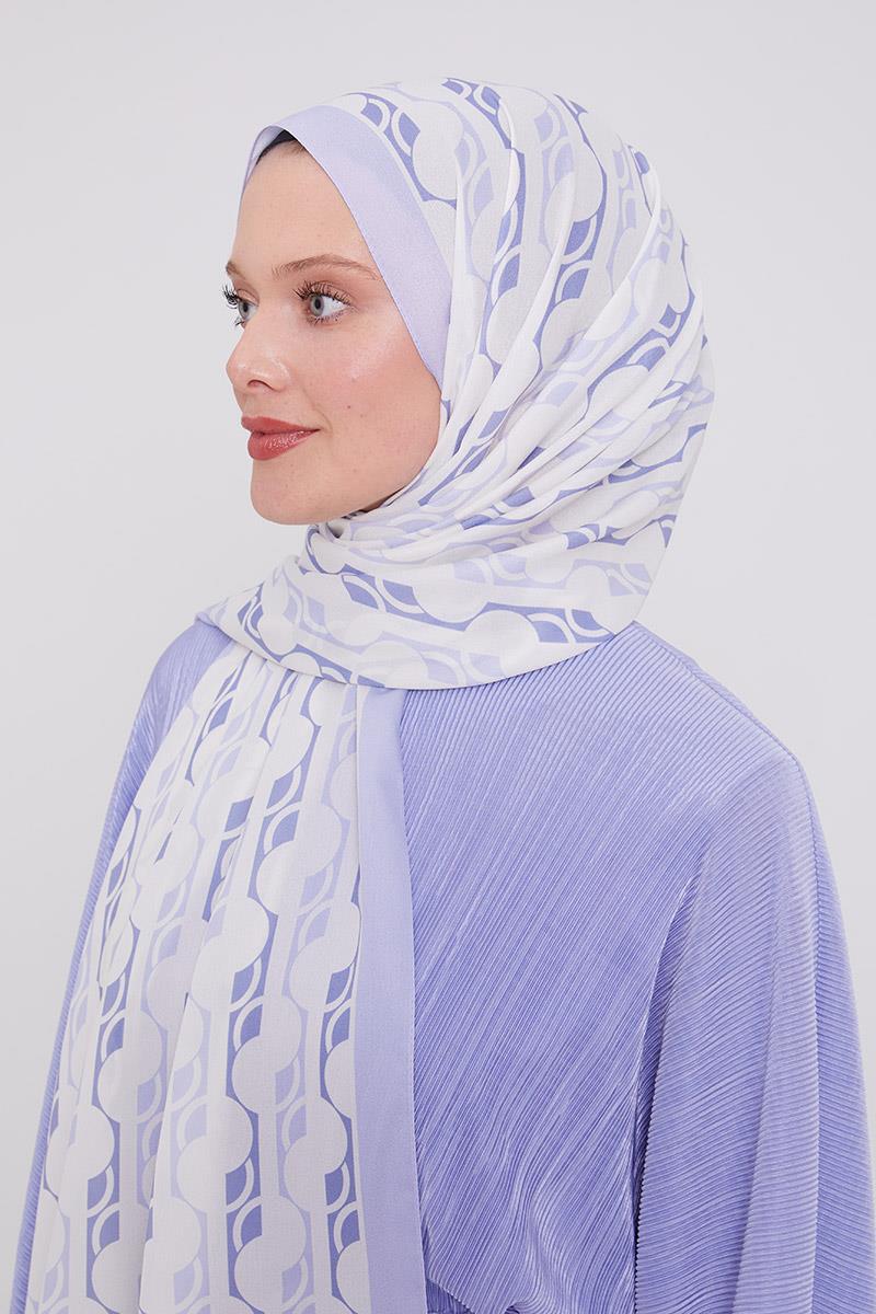 Fivescarf A.Lila Geometrik Desen Mono Şal