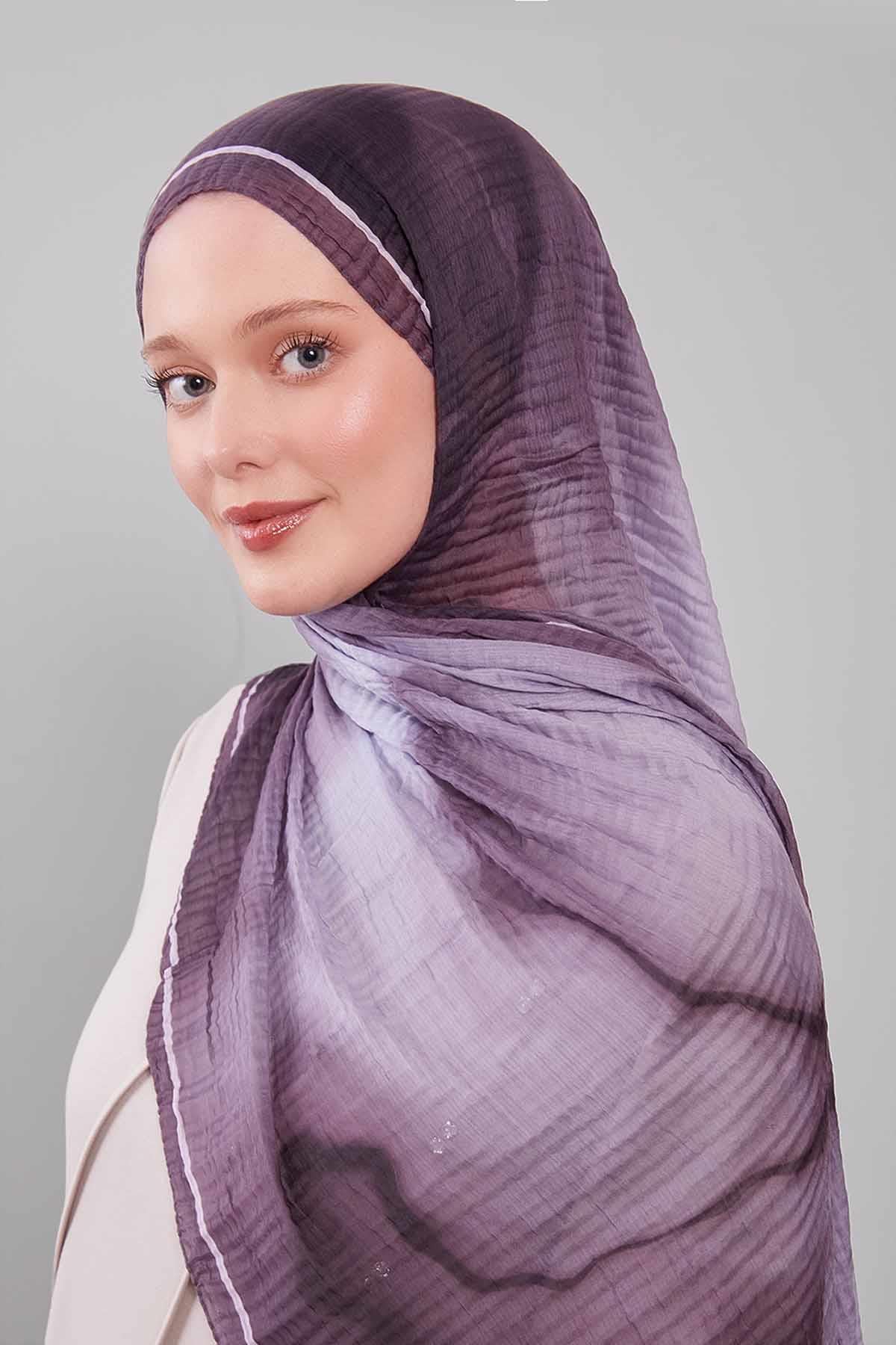 Fivescarf A.Lila Soyut Cotton Müslin Şal