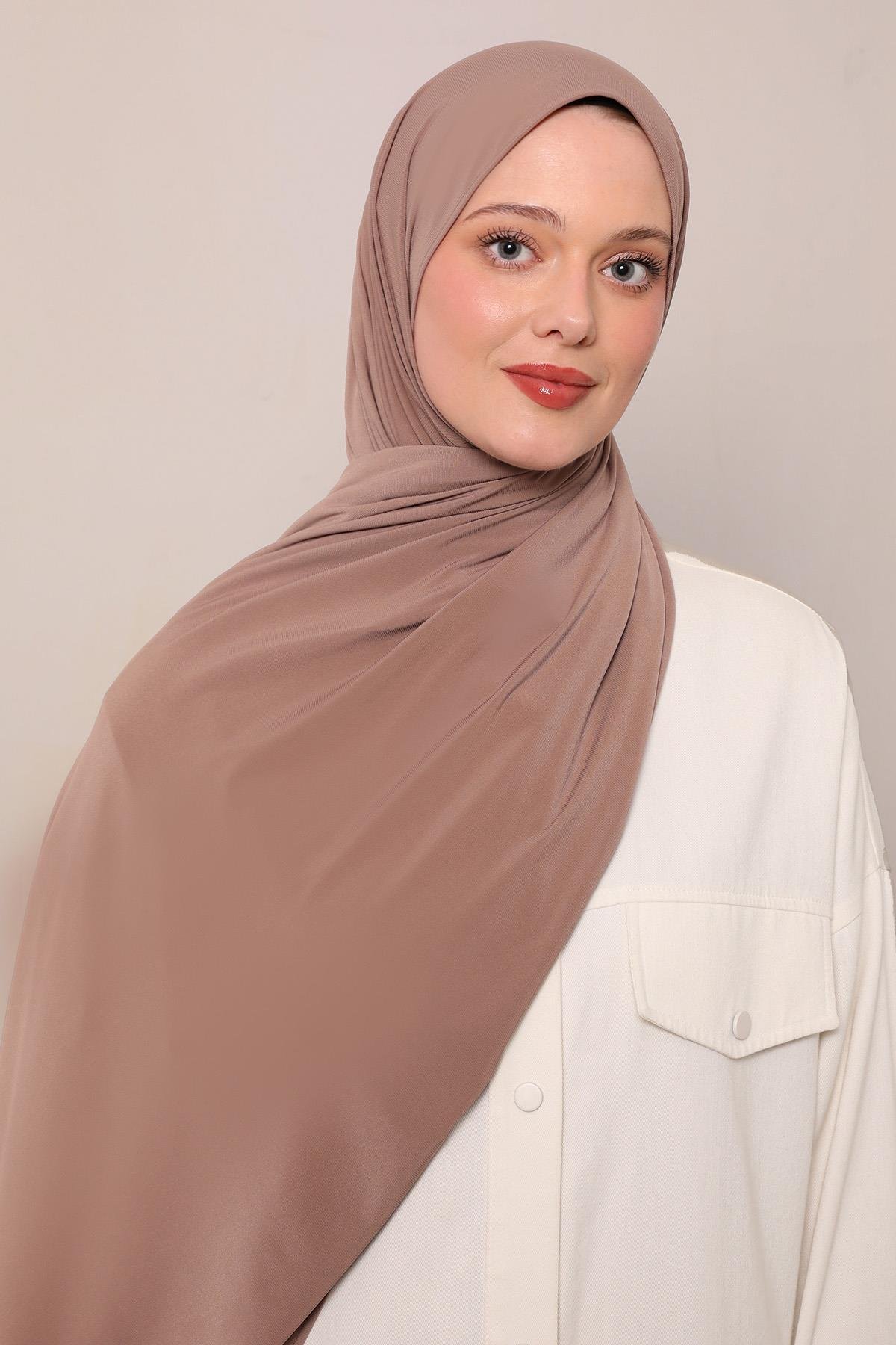 Fivescarf A.Kahve Düz Premium Jersey Şal