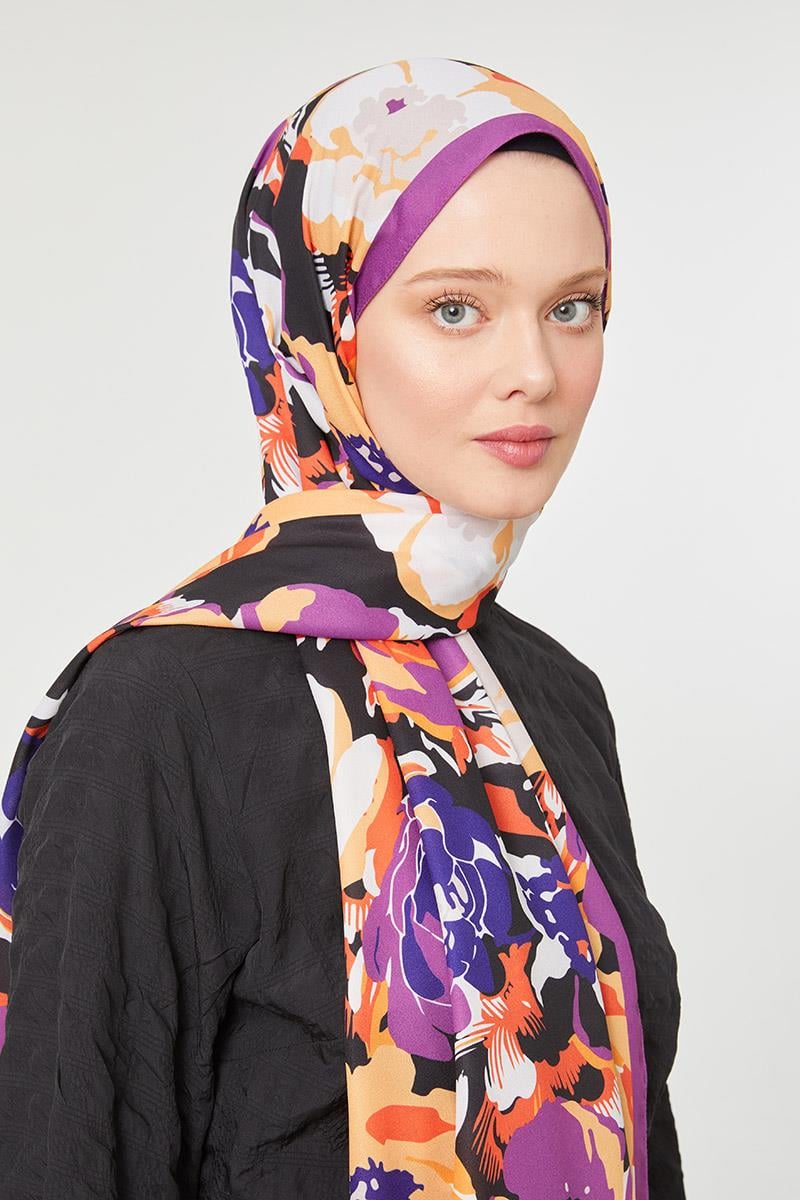 Fivescarf A.Mor Çiçek Desenli Mono Şal