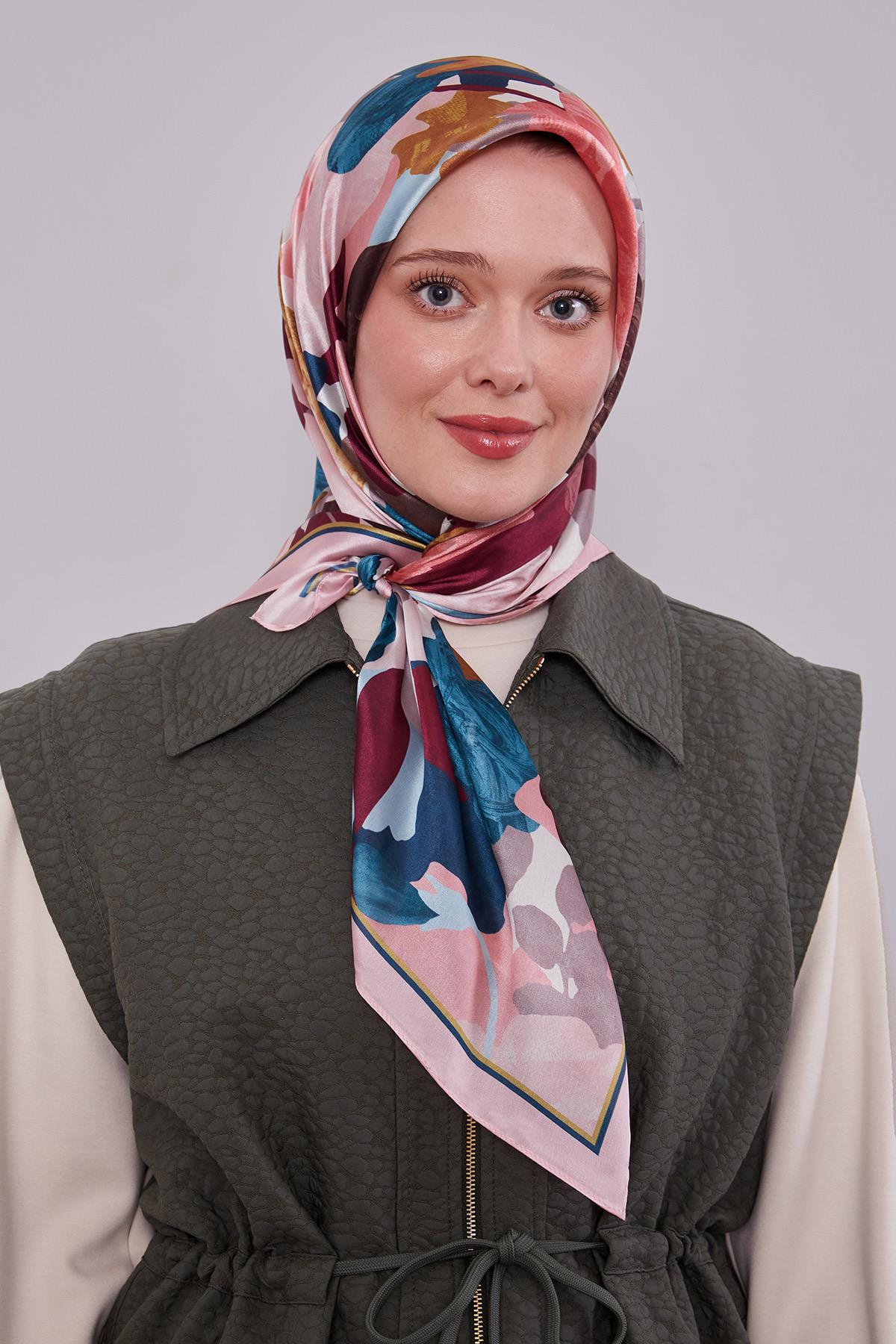 Fivescarf A.Somon Gül Desen Kristal Eşarp