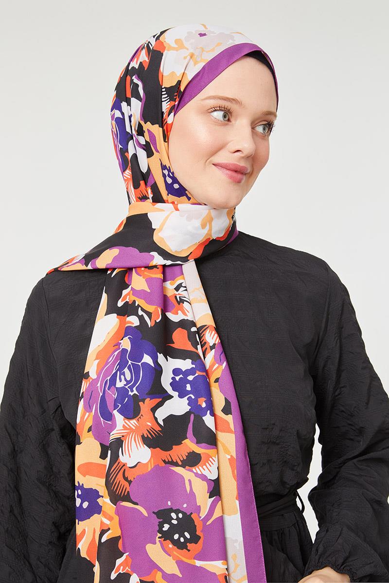 Fivescarf A.Mor Çiçek Desenli Mono Şal