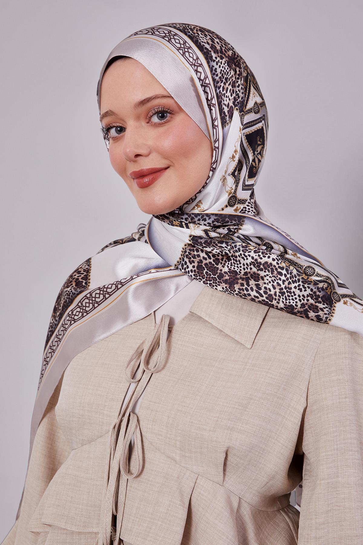Fivescarf A.Vizon Geometrik Desen Vual İpek Şal