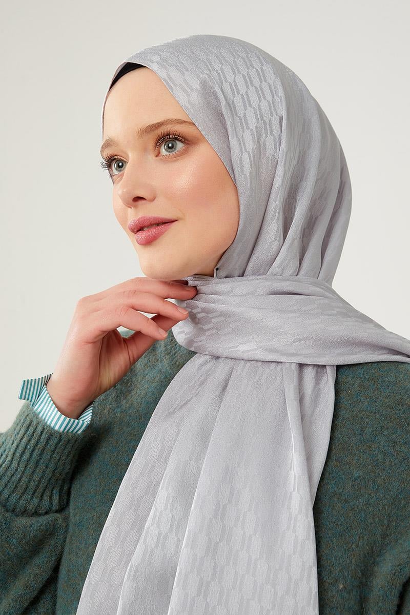 Fivescarf A.Gümüş Burgu Desen Jakarlı Elegance Şal