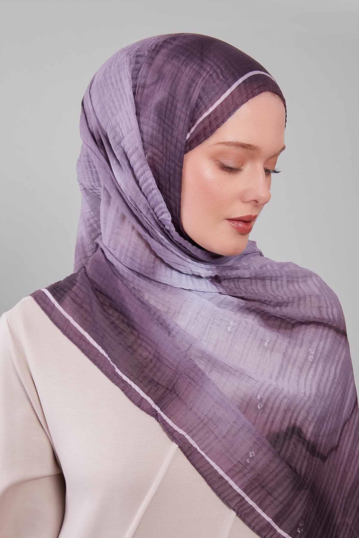 Fivescarf A.Lila Soyut Cotton Müslin Şal