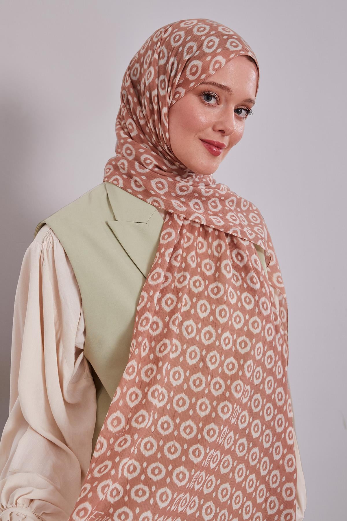 Fivescarf A.Kahve Micro Desenli Craze Comfort Şal