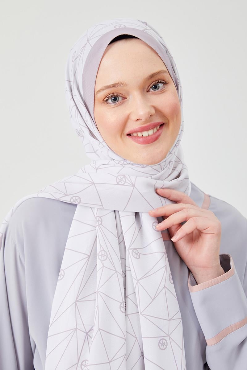 Fivescarf A.Vizon Geometrik Desen Violet Medine İpeği Şal