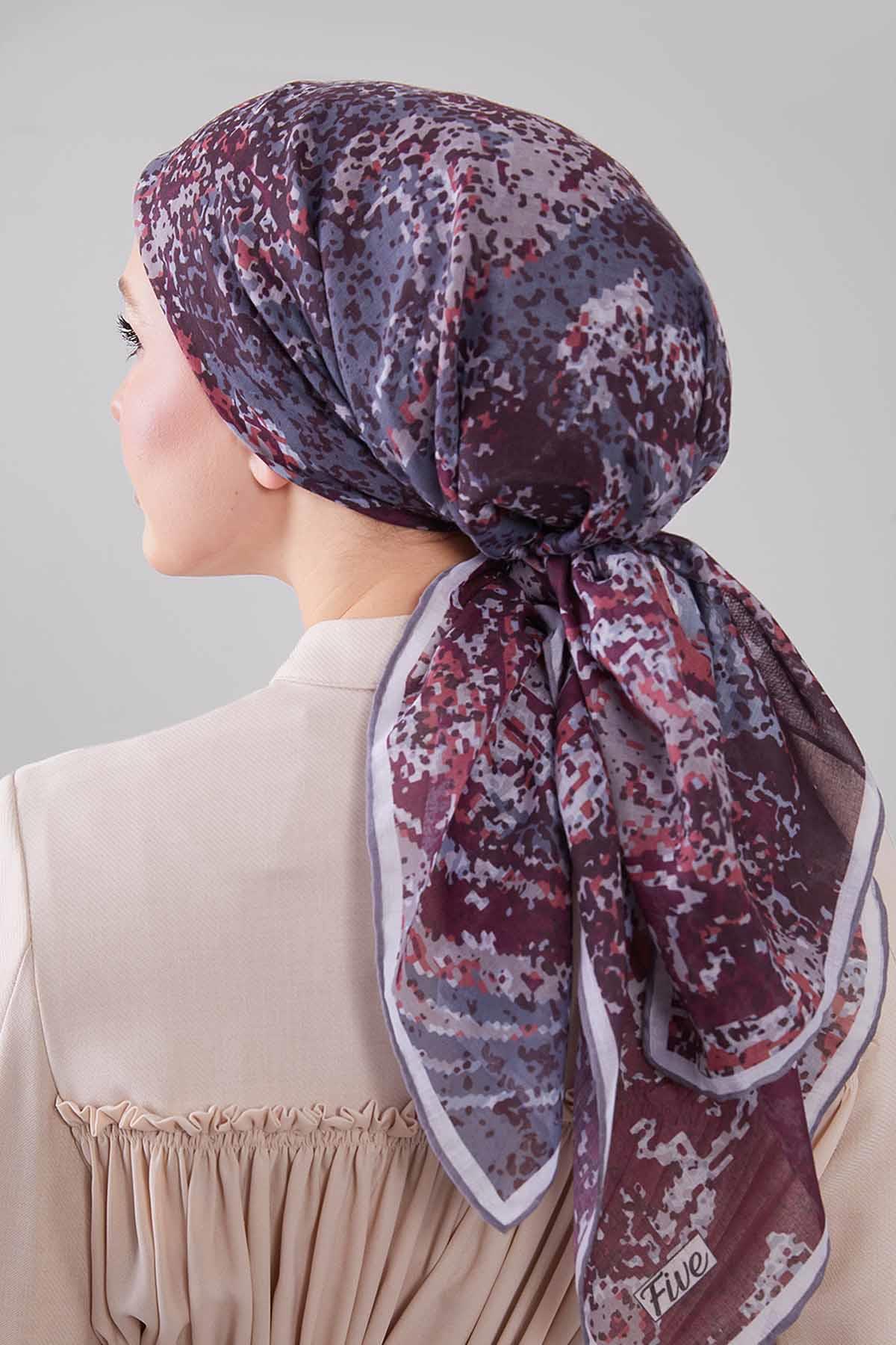 Fivescarf A.Vizon Mozaik Desen Silk Coton Eşarp