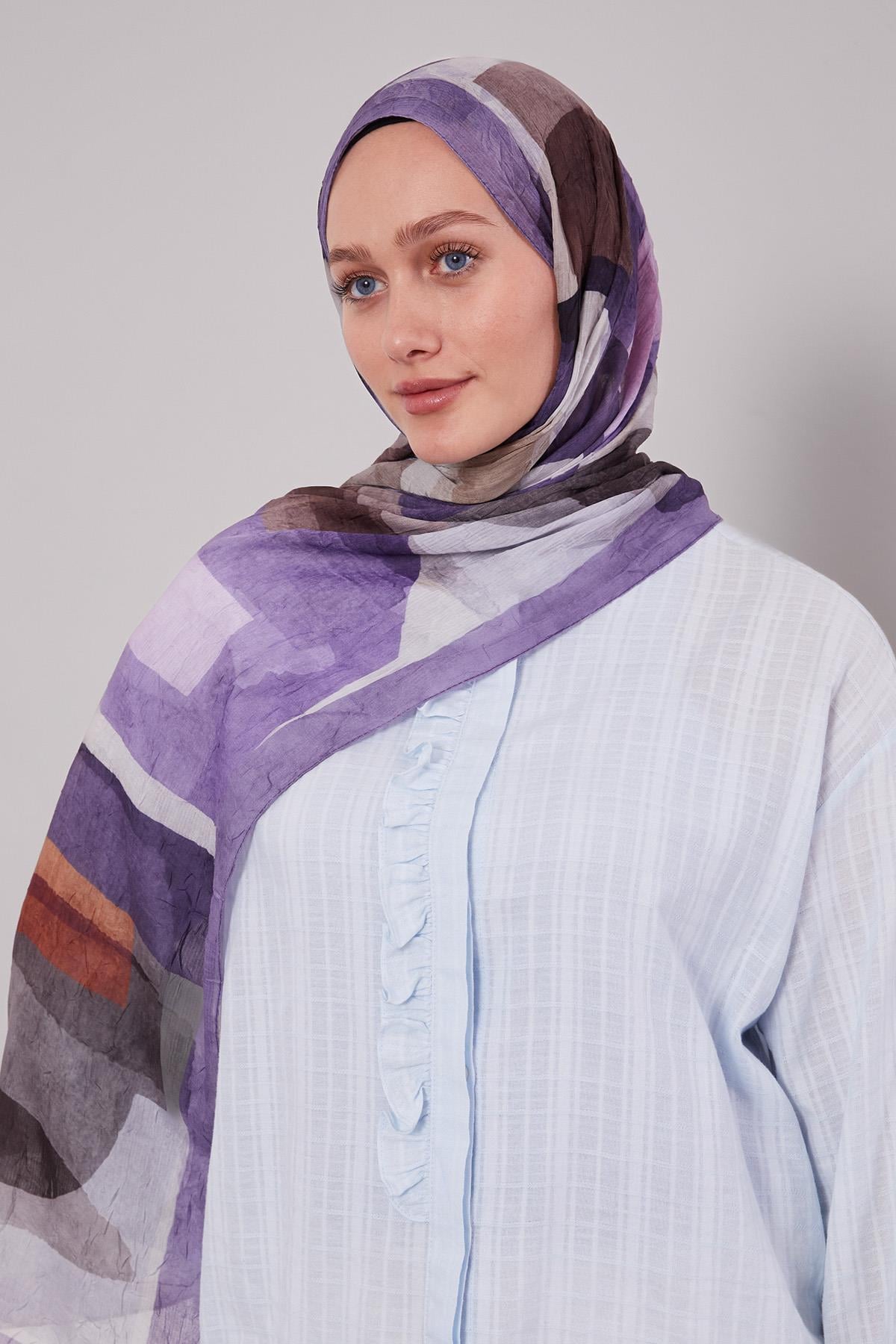 Fivescarf A.Mor Geometrik Desen Craze Comfort Şal