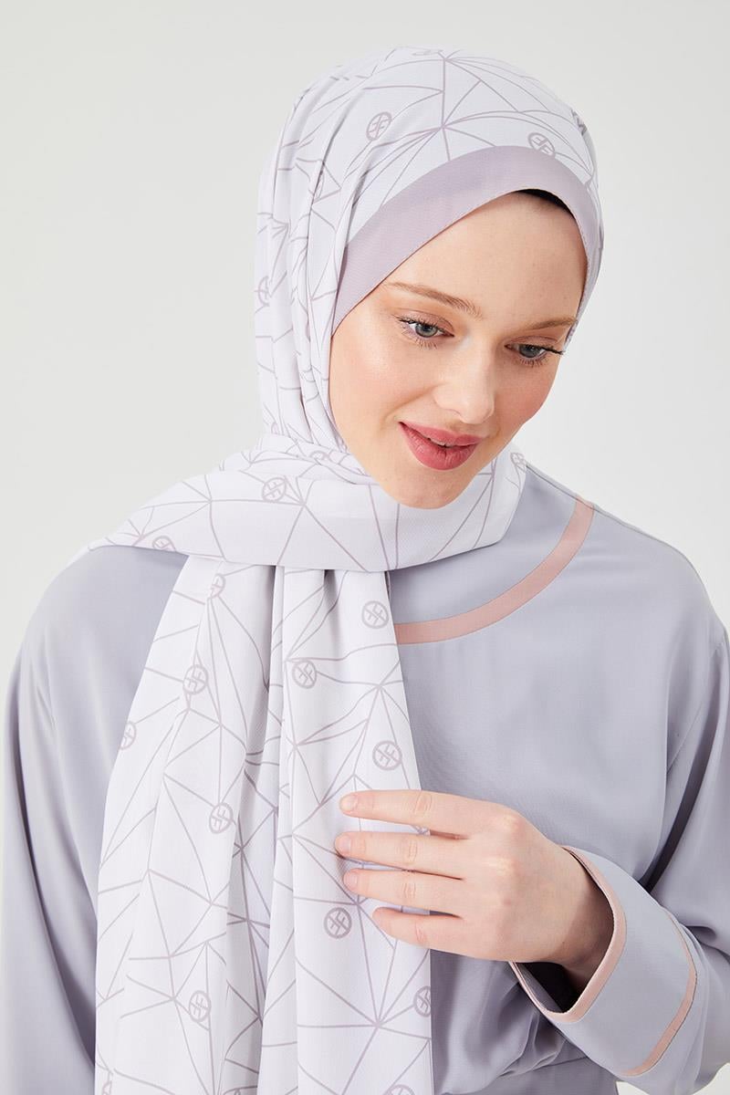 Fivescarf A.Vizon Geometrik Desen Violet Medine İpeği Şal