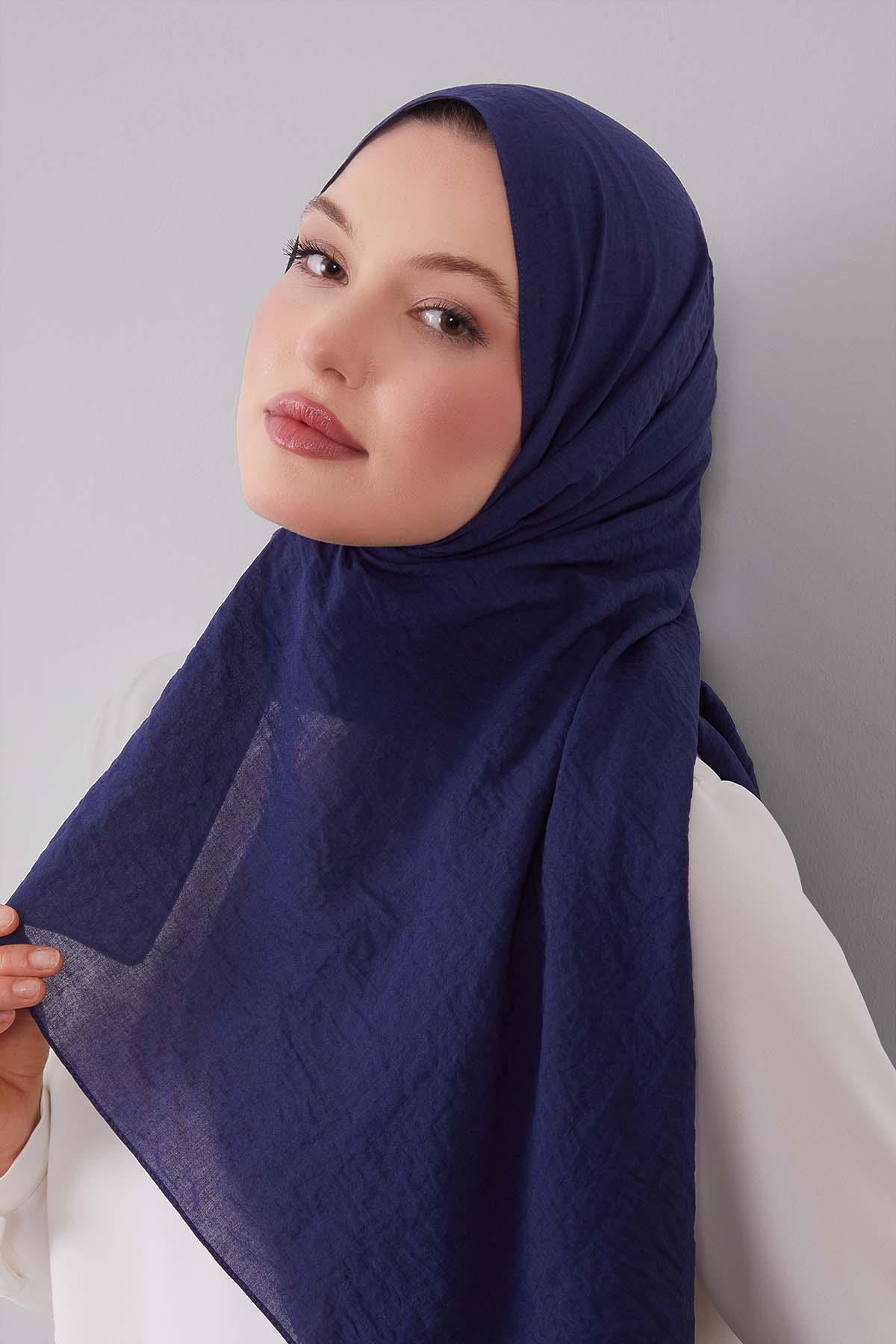 Fivescarf A.Lacivert Düz Luna Cotton Şal