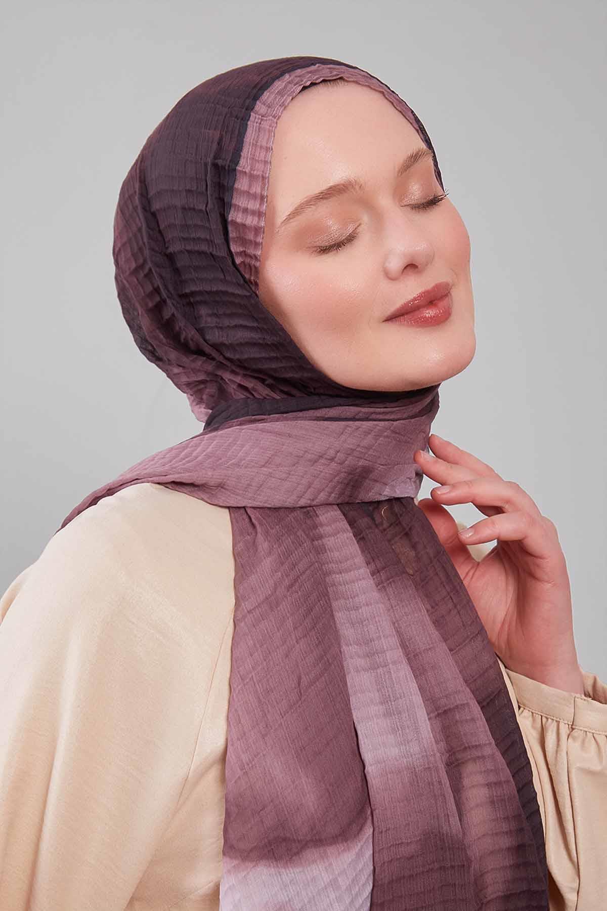 Fivescarf A.Kahve Soyut Cotton Müslin Şal
