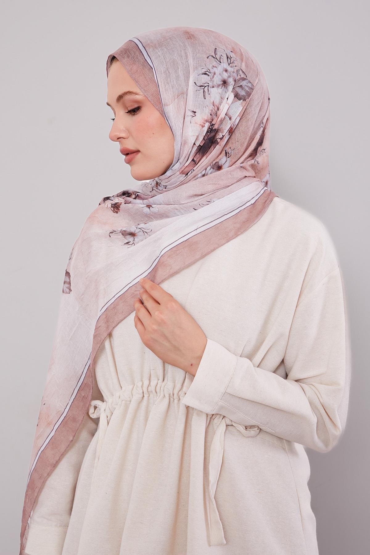 Fivescarf A.Kahve Çicekli Craze Comfort Şal