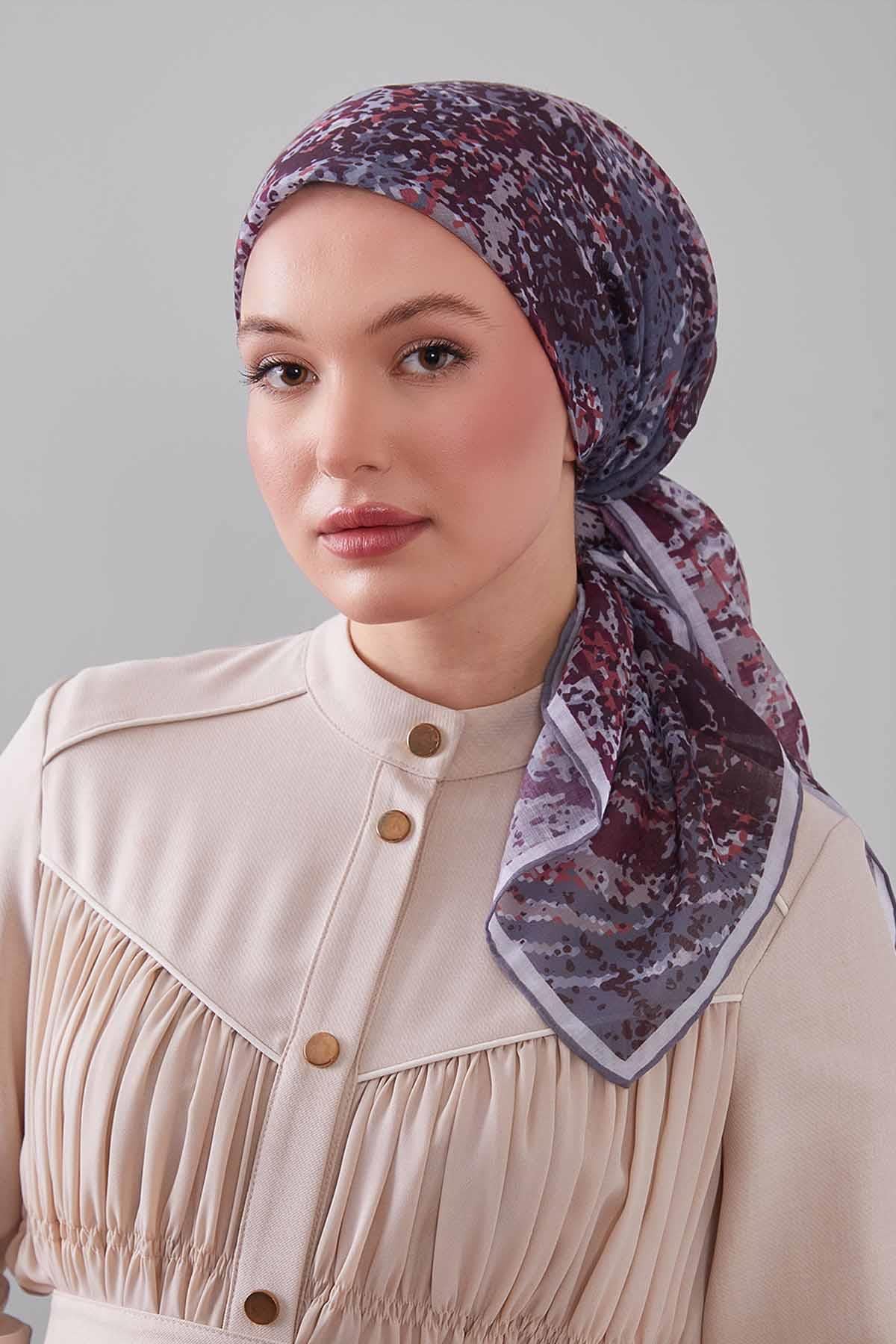 Fivescarf A.Vizon Mozaik Desen Silk Coton Eşarp