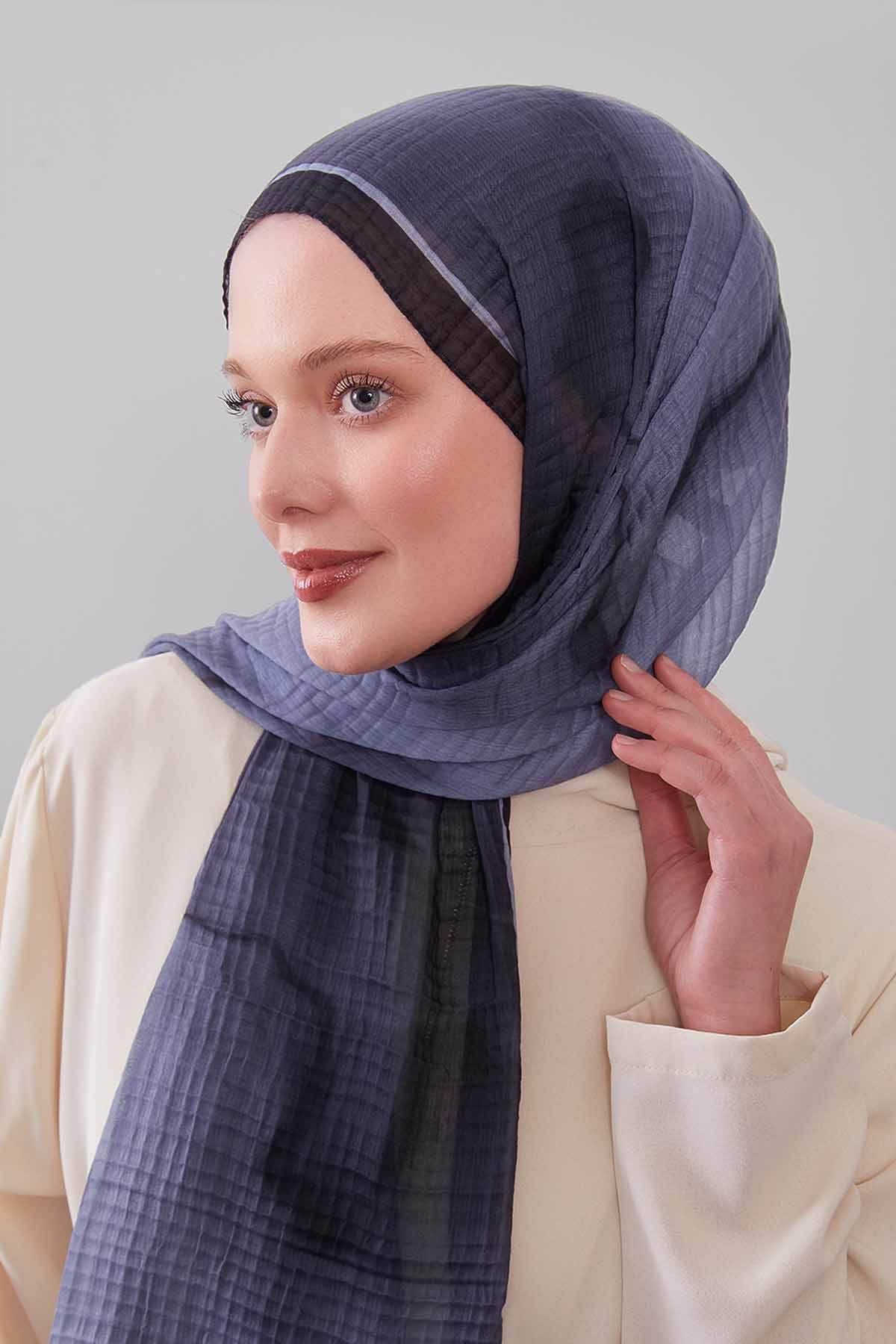 Fivescarf A.Gri Soyut Cotton Müslin Şal