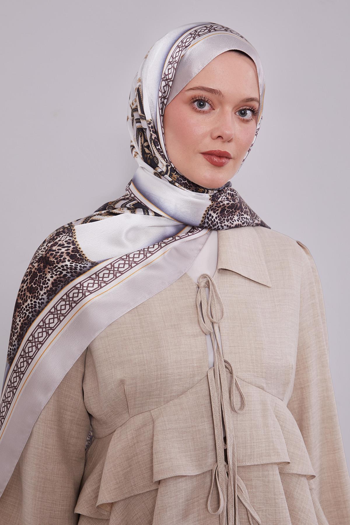 Fivescarf A.Vizon Geometrik Desen Vual İpek Şal