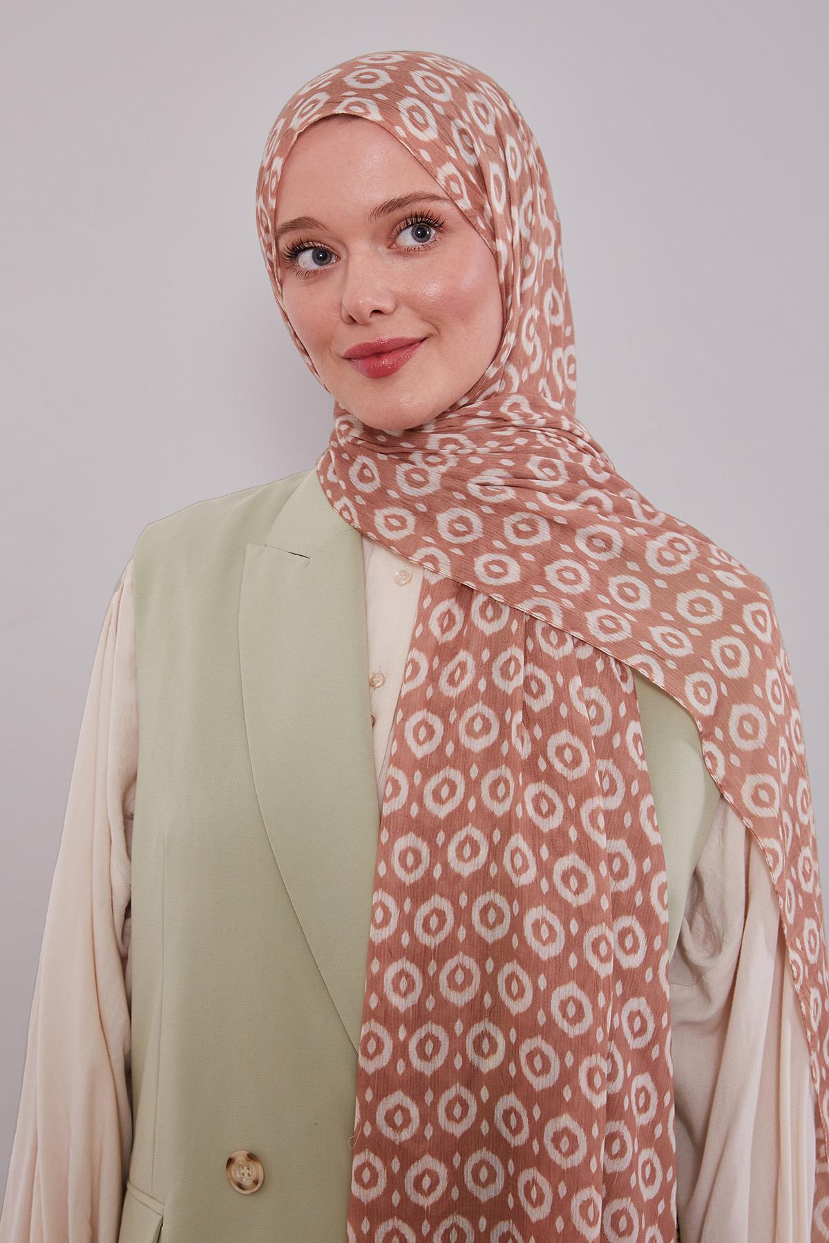 Fivescarf A.Kahve Micro Desenli Craze Comfort Şal