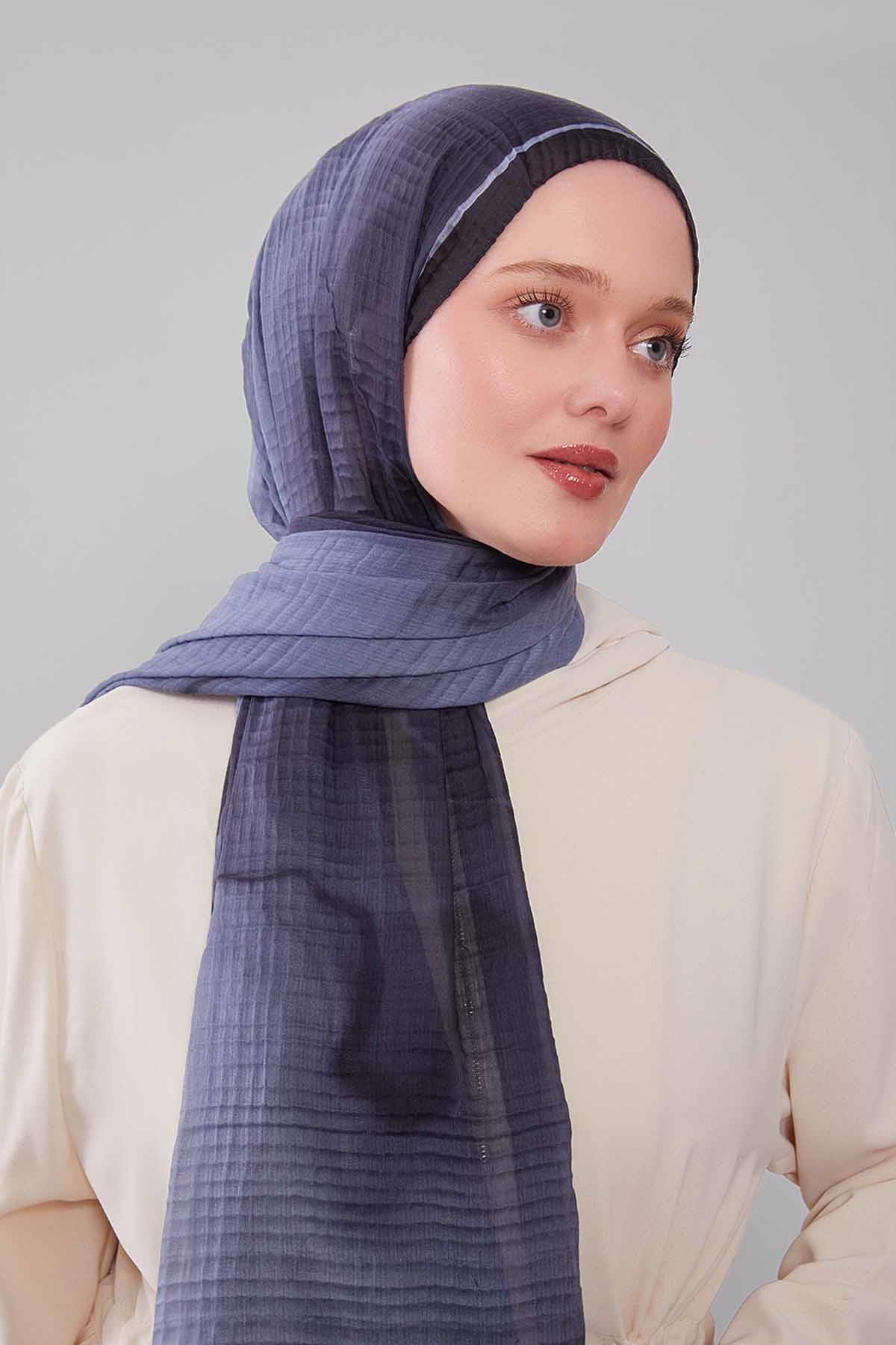 Fivescarf A.Gri Soyut Cotton Müslin Şal