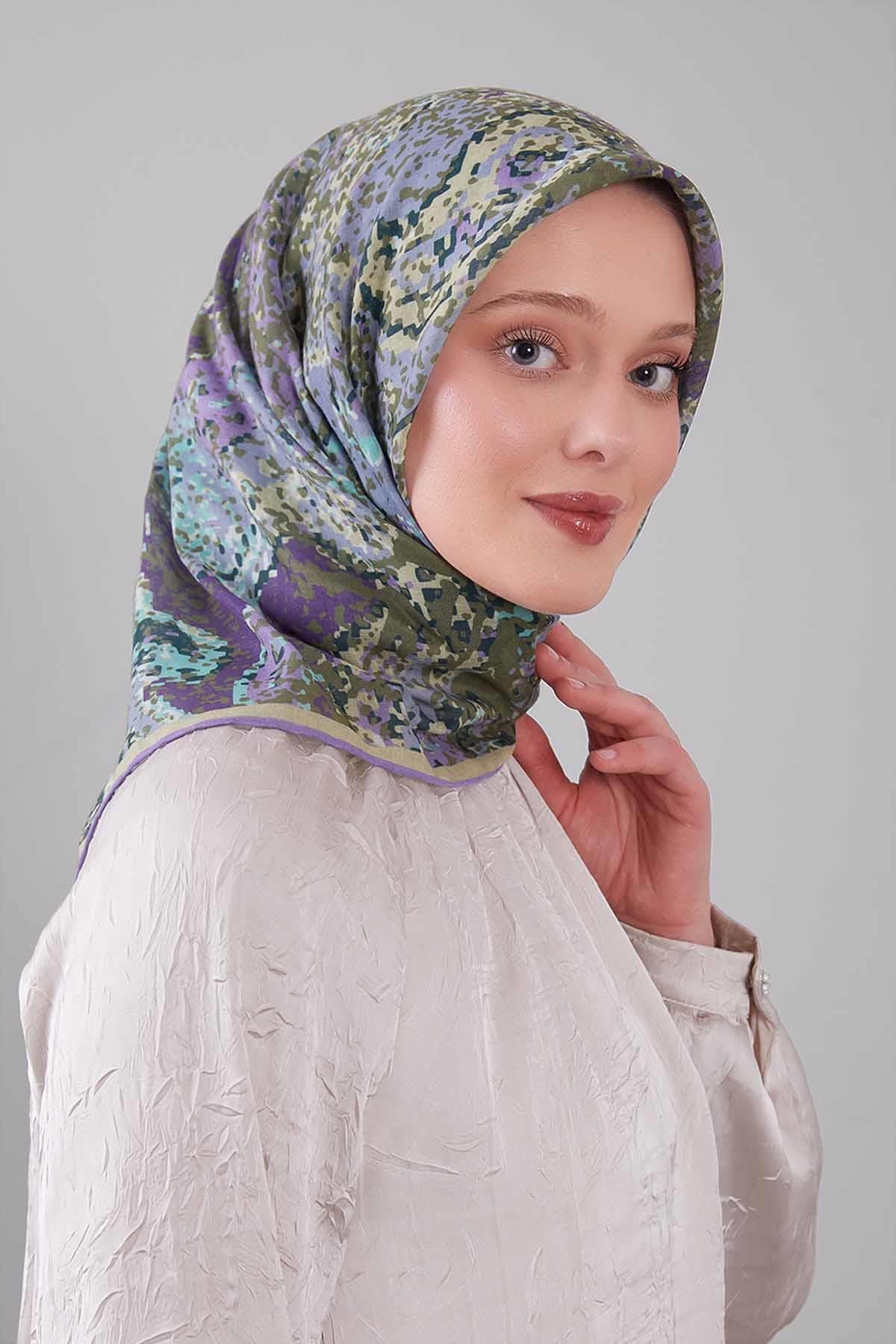 Fivescarf A.Mor Mozaik Desen Silk Coton Eşarp