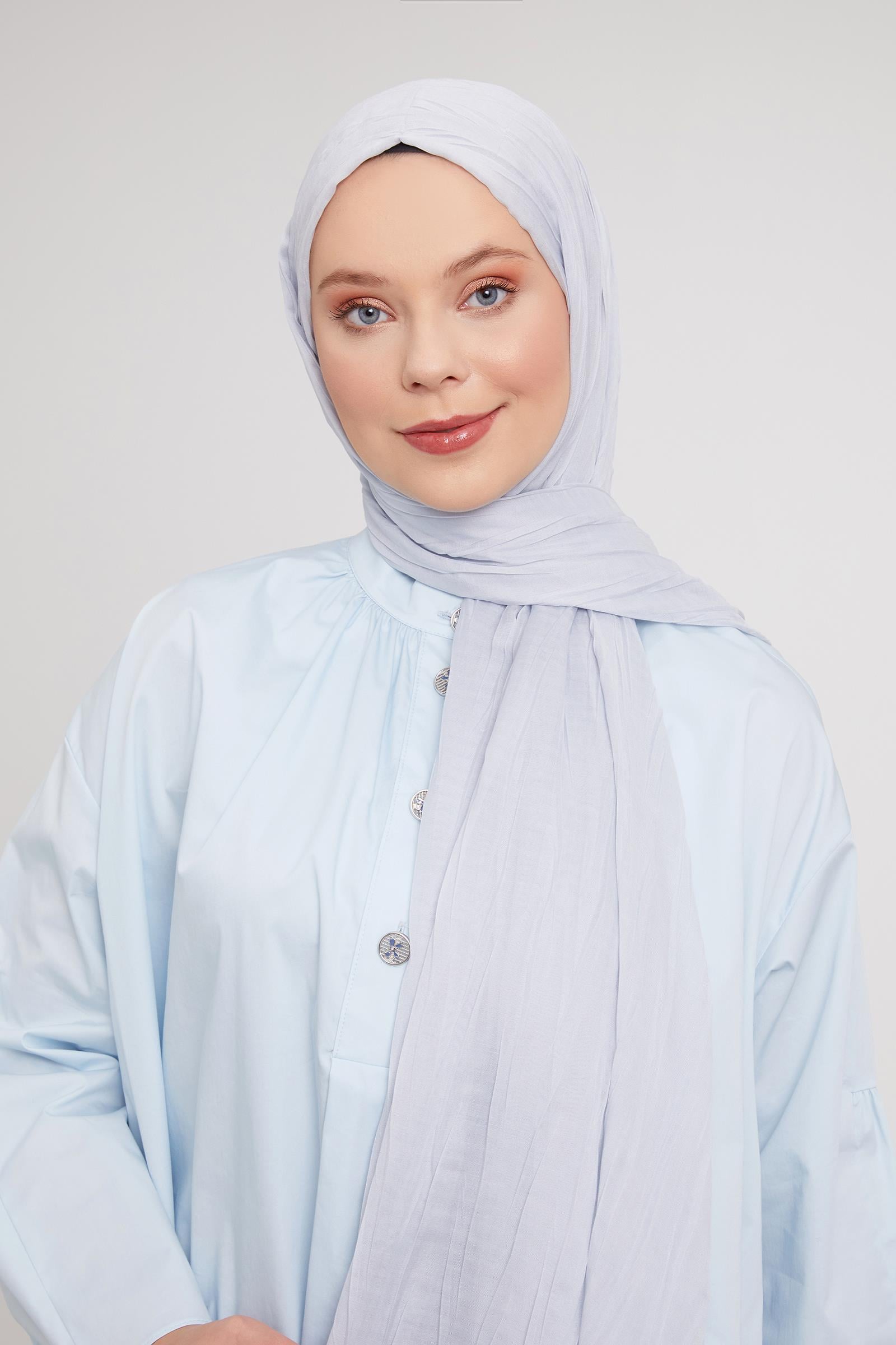 Fivescarf A.Gri Pliseli Pamuklu Şal