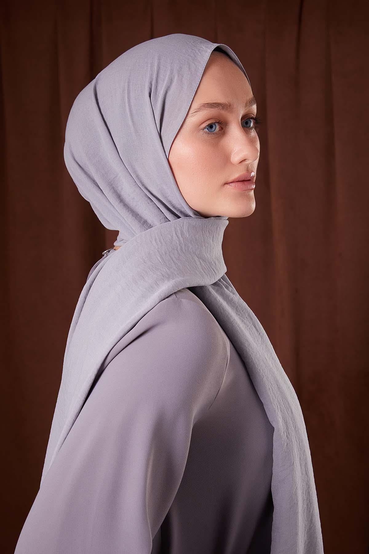 Fivescarf A.Gri Düz Luna Cotton Şal