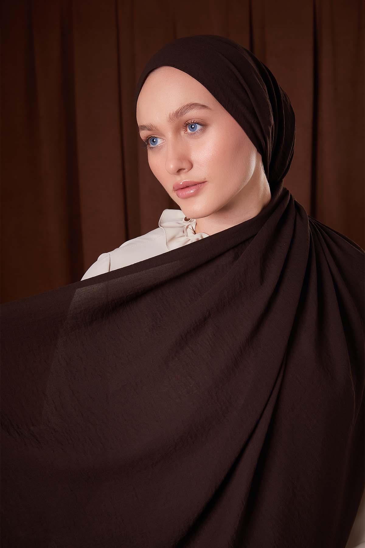 Fivescarf Acı Kahve Düz Luna Cotton Şal