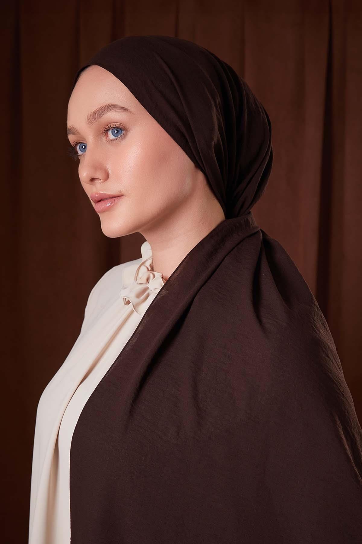 Fivescarf Acı Kahve Düz Luna Cotton Şal