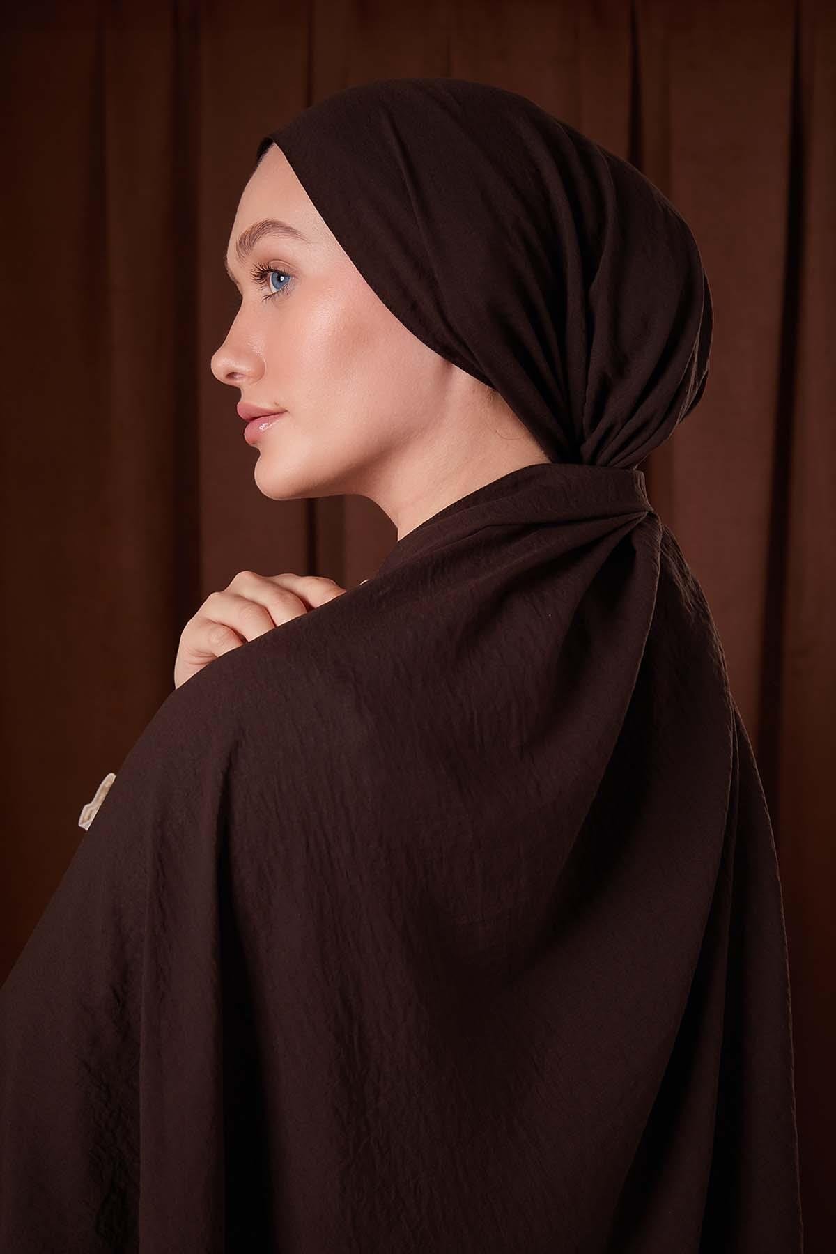 Fivescarf Acı Kahve Düz Luna Cotton Şal