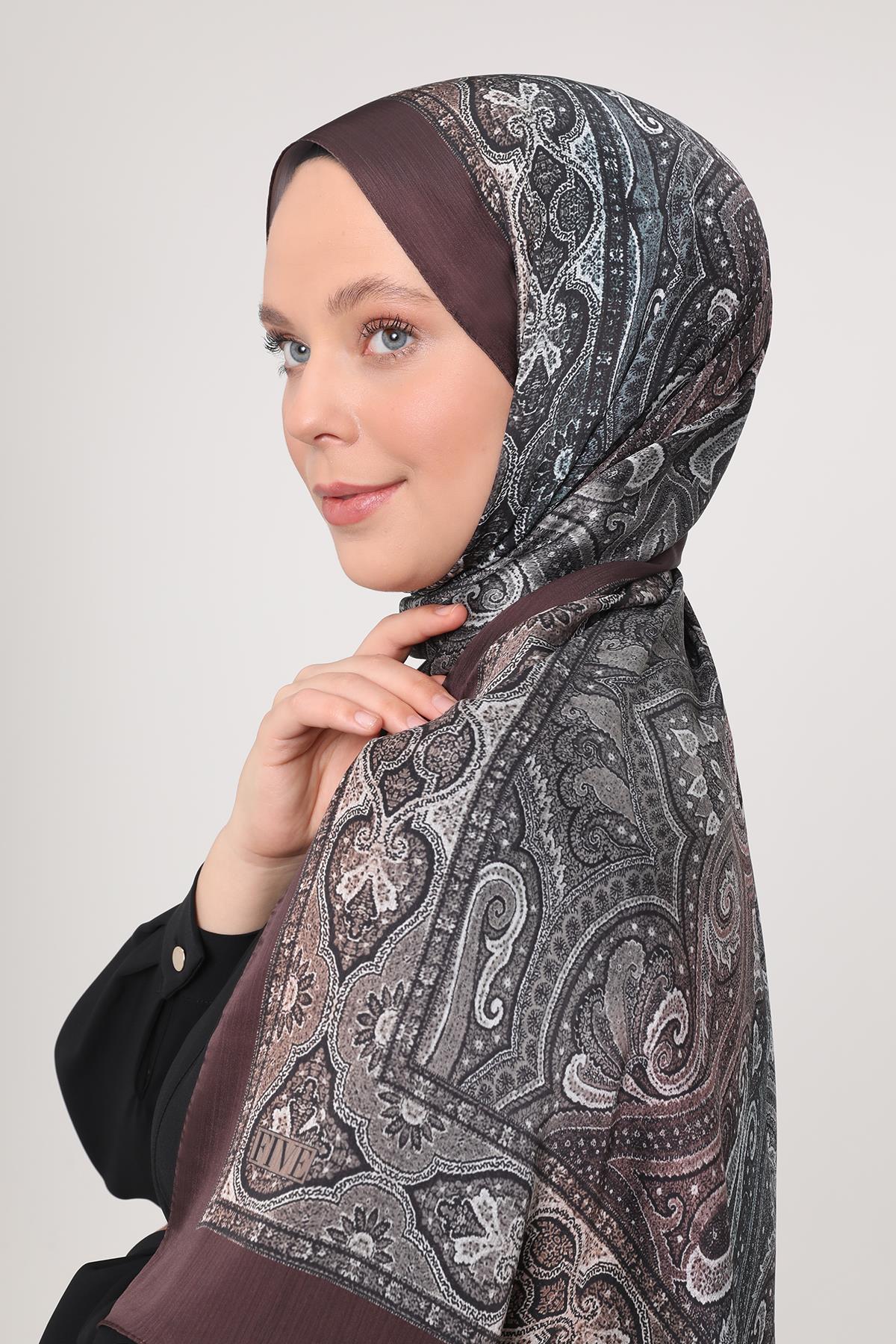 Fivescarf Acı Kahve Gölgeli Desen Brand Şal
