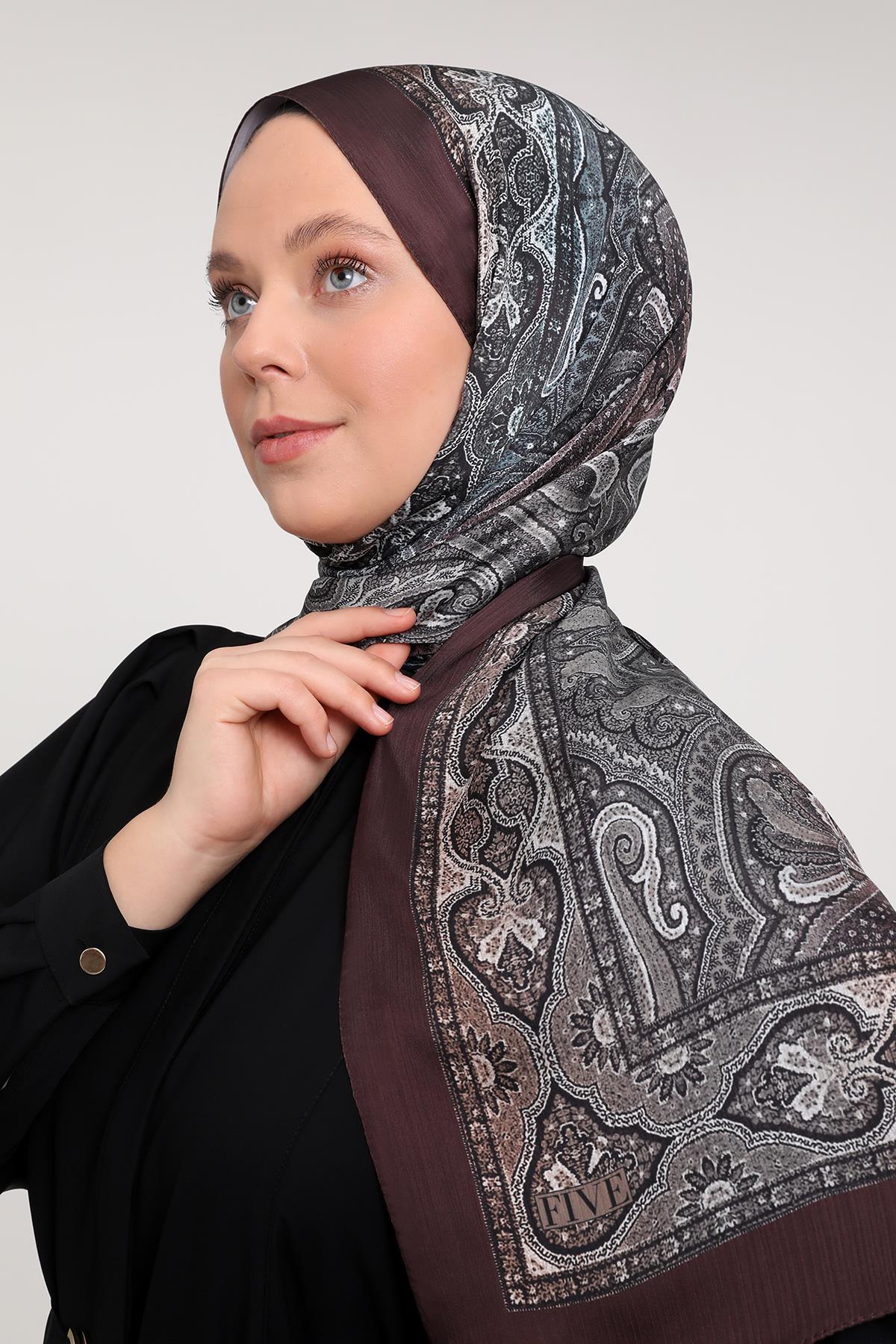 Fivescarf Acı Kahve Gölgeli Desen Brand Şal
