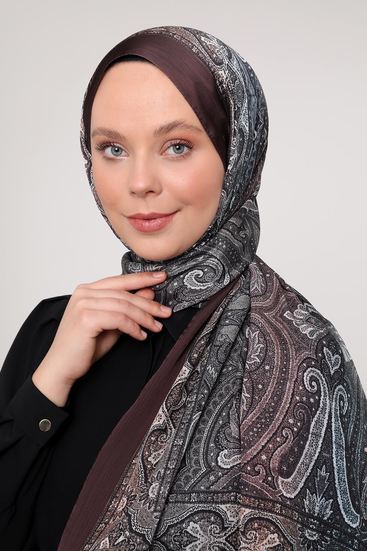 Fivescarf Acı Kahve Gölgeli Desen Brand Şal