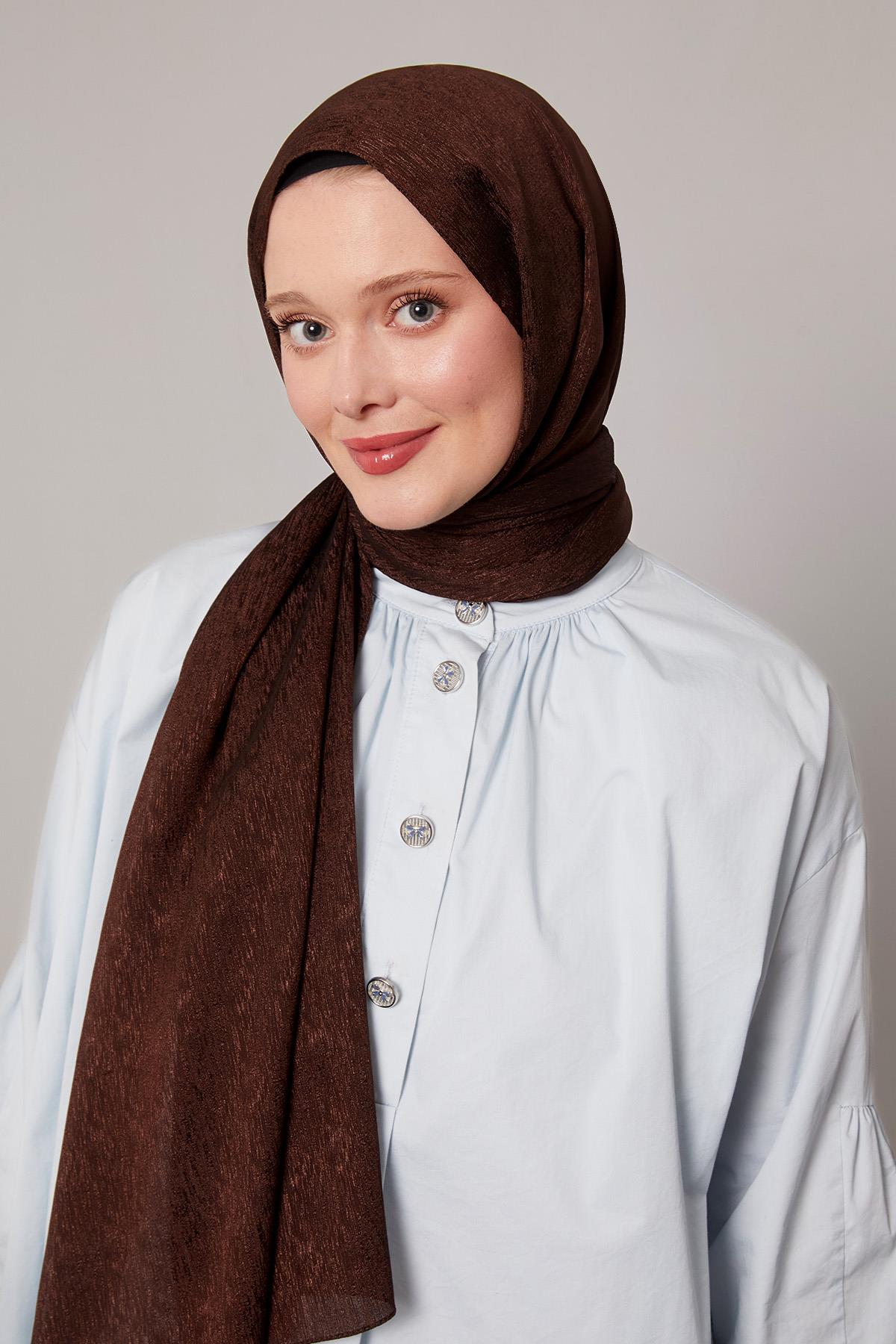 Fivescarf Acı Kahve Simli Diamond Şal