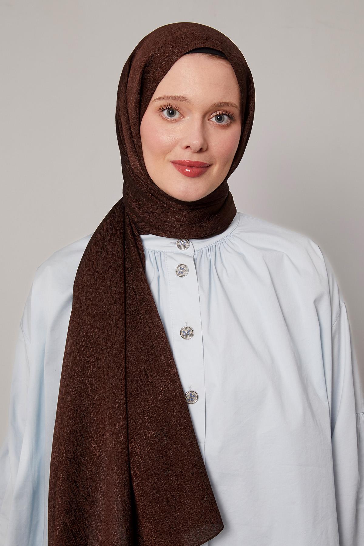 Fivescarf Acı Kahve Simli Diamond Şal