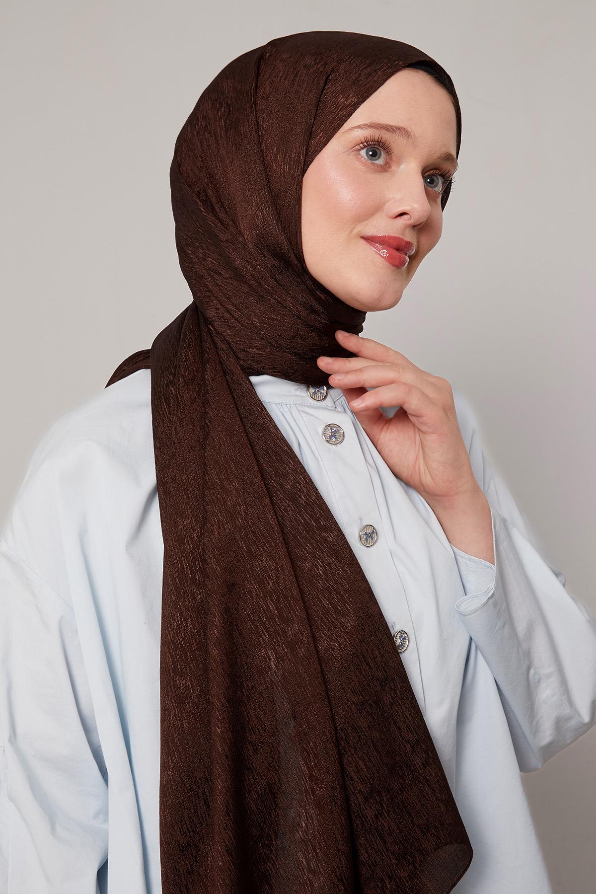 Fivescarf Acı Kahve Simli Diamond Şal