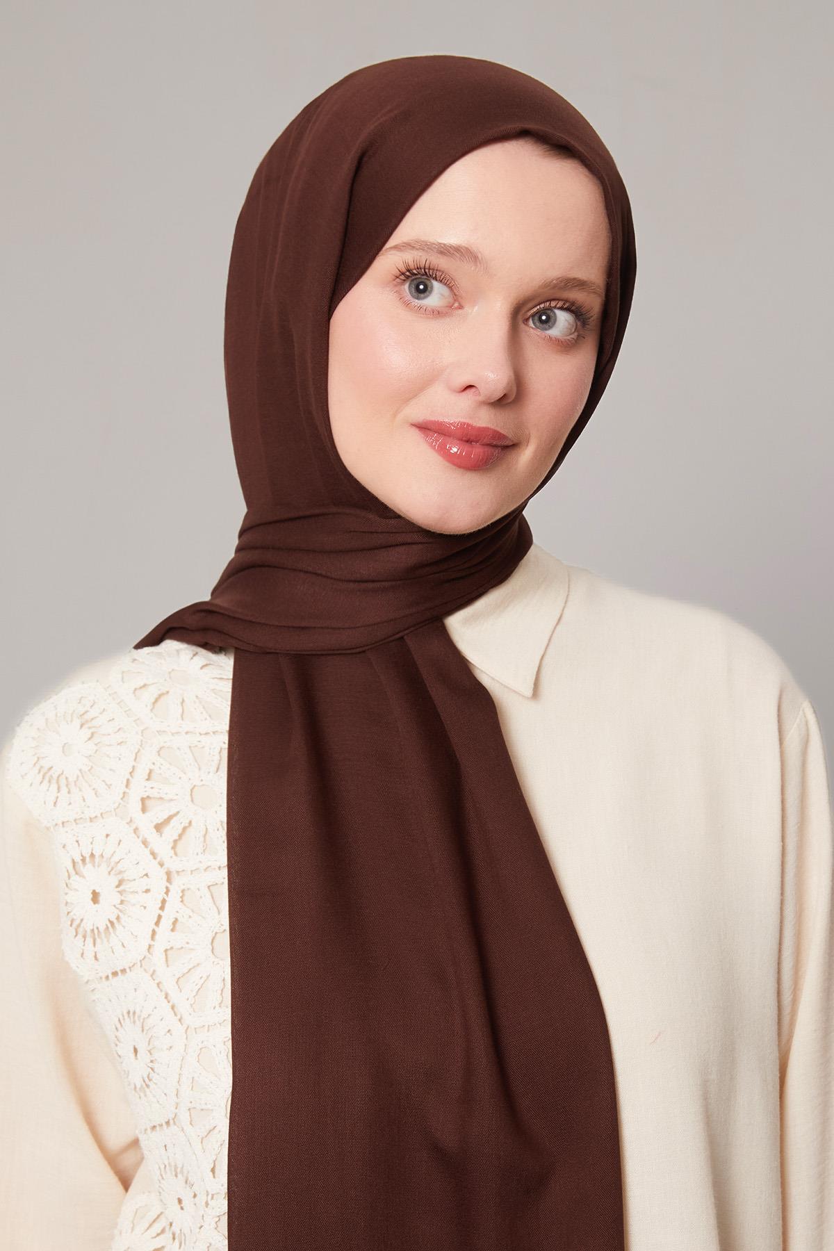 Fivescarf Acı Kahve Viskon Modal Düz Şal