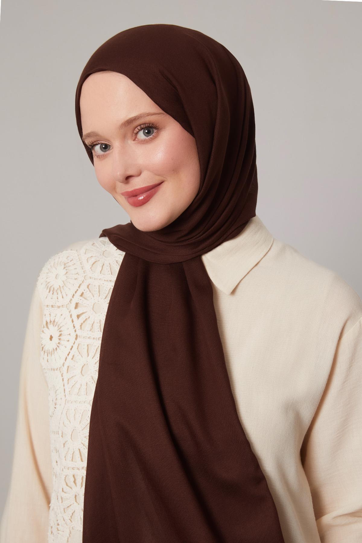 Fivescarf Acı Kahve Viskon Modal Düz Şal