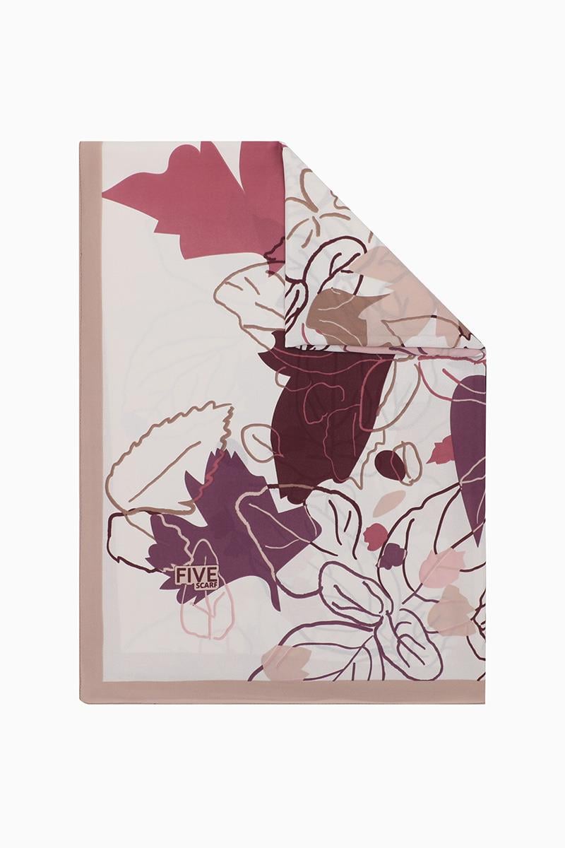 Fivescarf Açık Eflatun Yaprak Desen Krep Şal