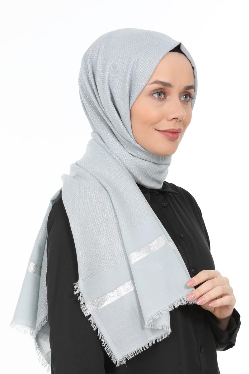 Fivescarf Açık Gri Gold Relax Şal