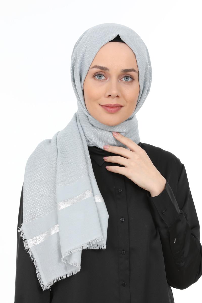 Fivescarf Açık Gri Gold Relax Şal